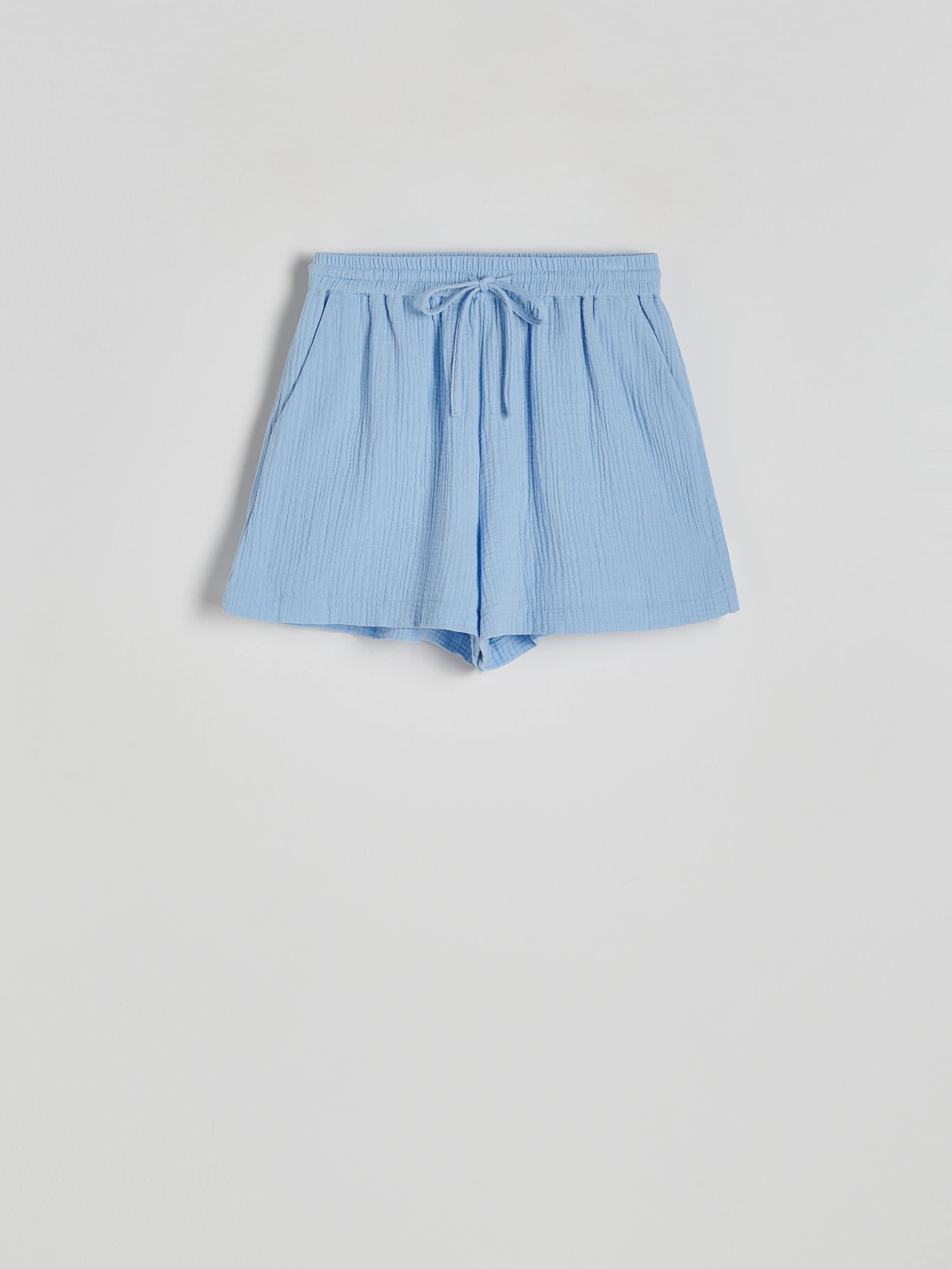 Blue Relaxed Cotton Shorts, , large image number 8