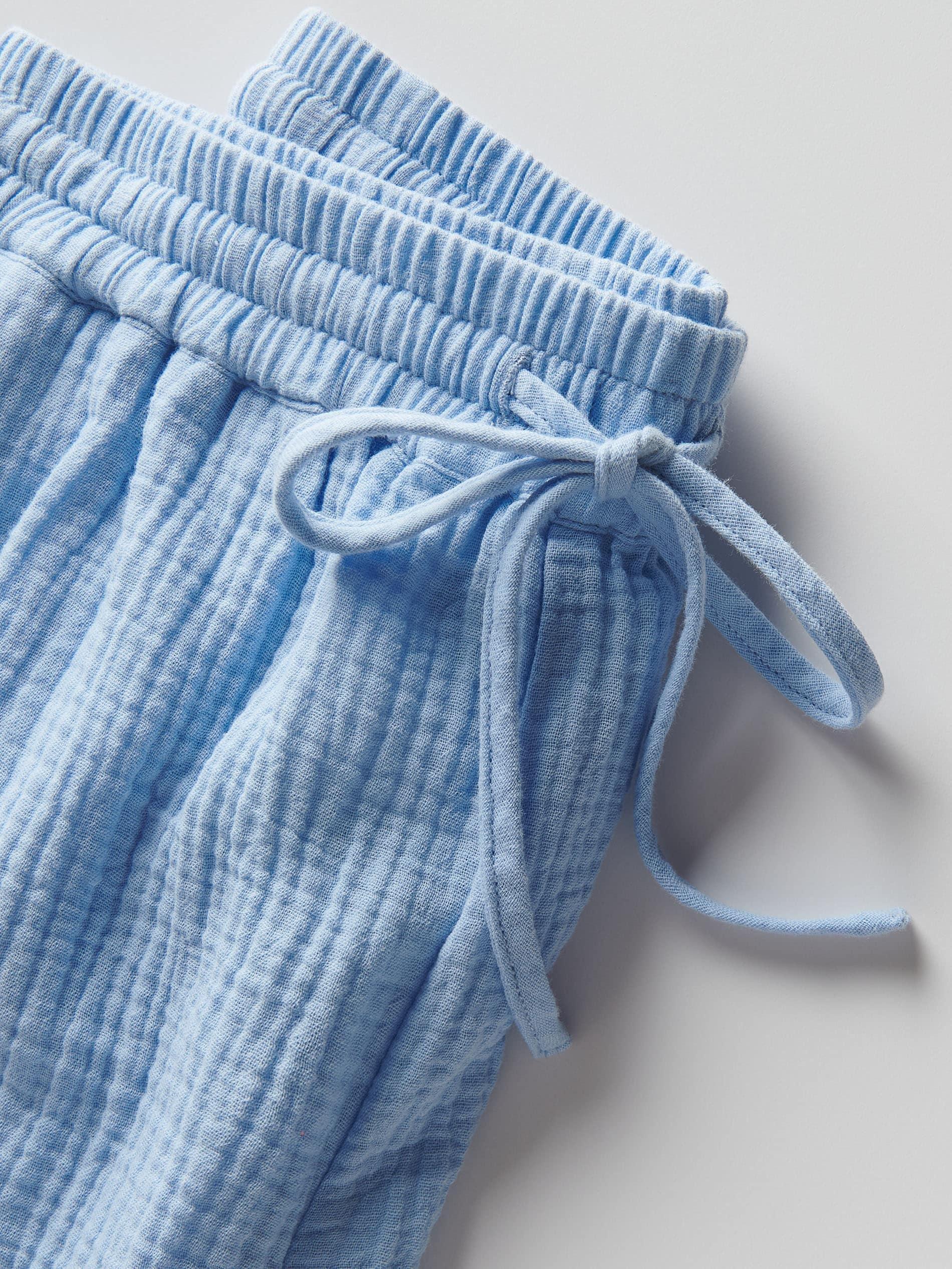 Blue Relaxed Cotton Shorts, , large image number 10