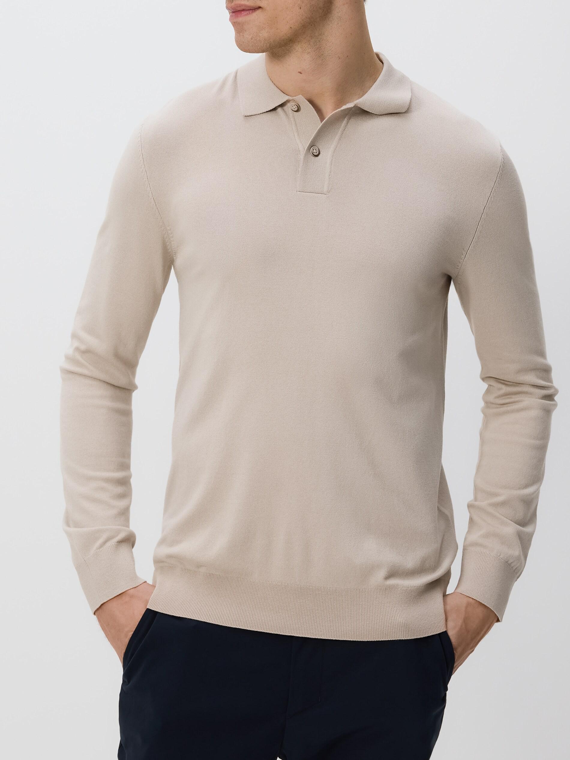 Beige Viscose Rich Polo Jumper, Beige, large image number 2