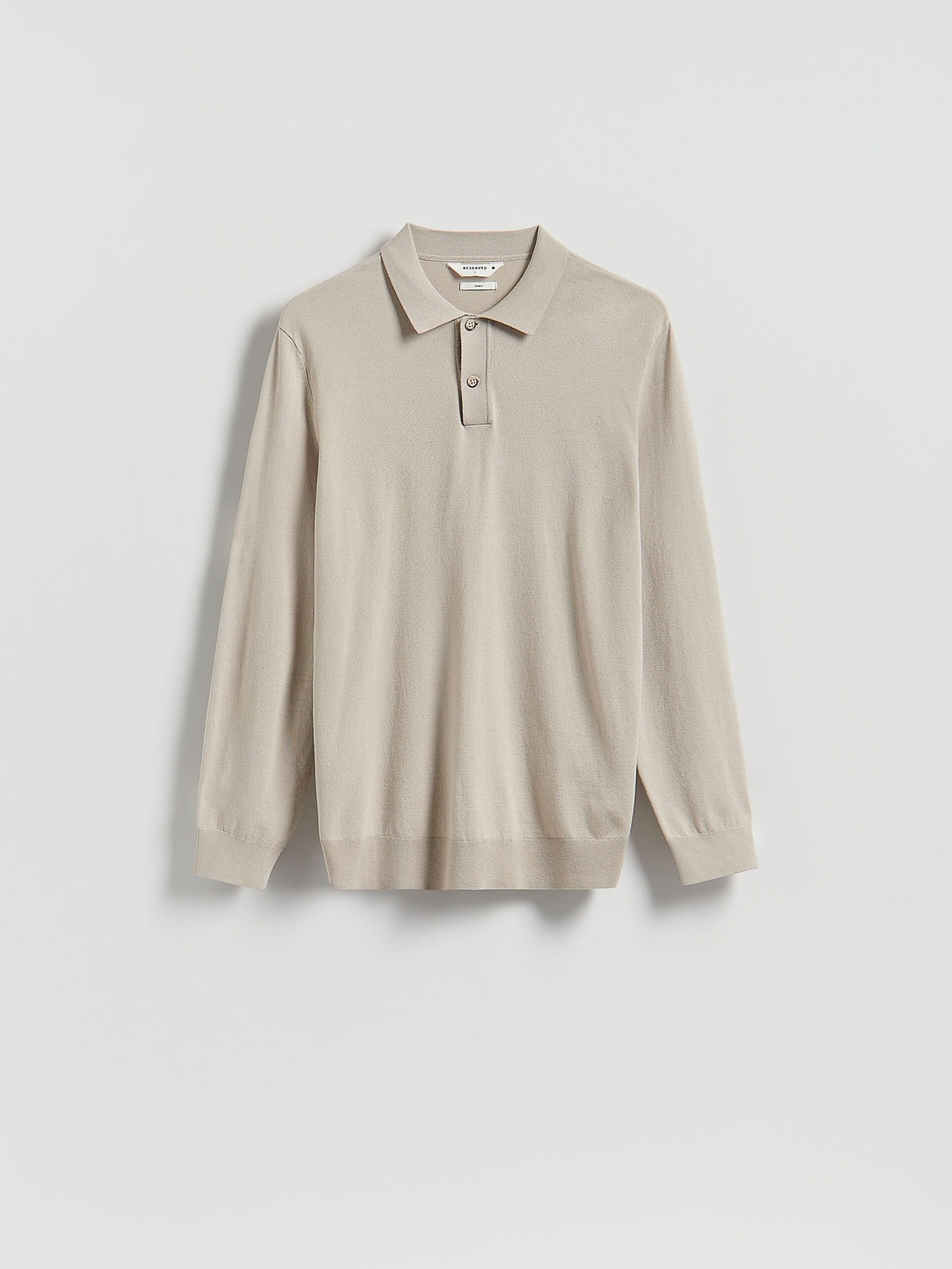 Beige Viscose Rich Polo Jumper, Beige, large image number 5