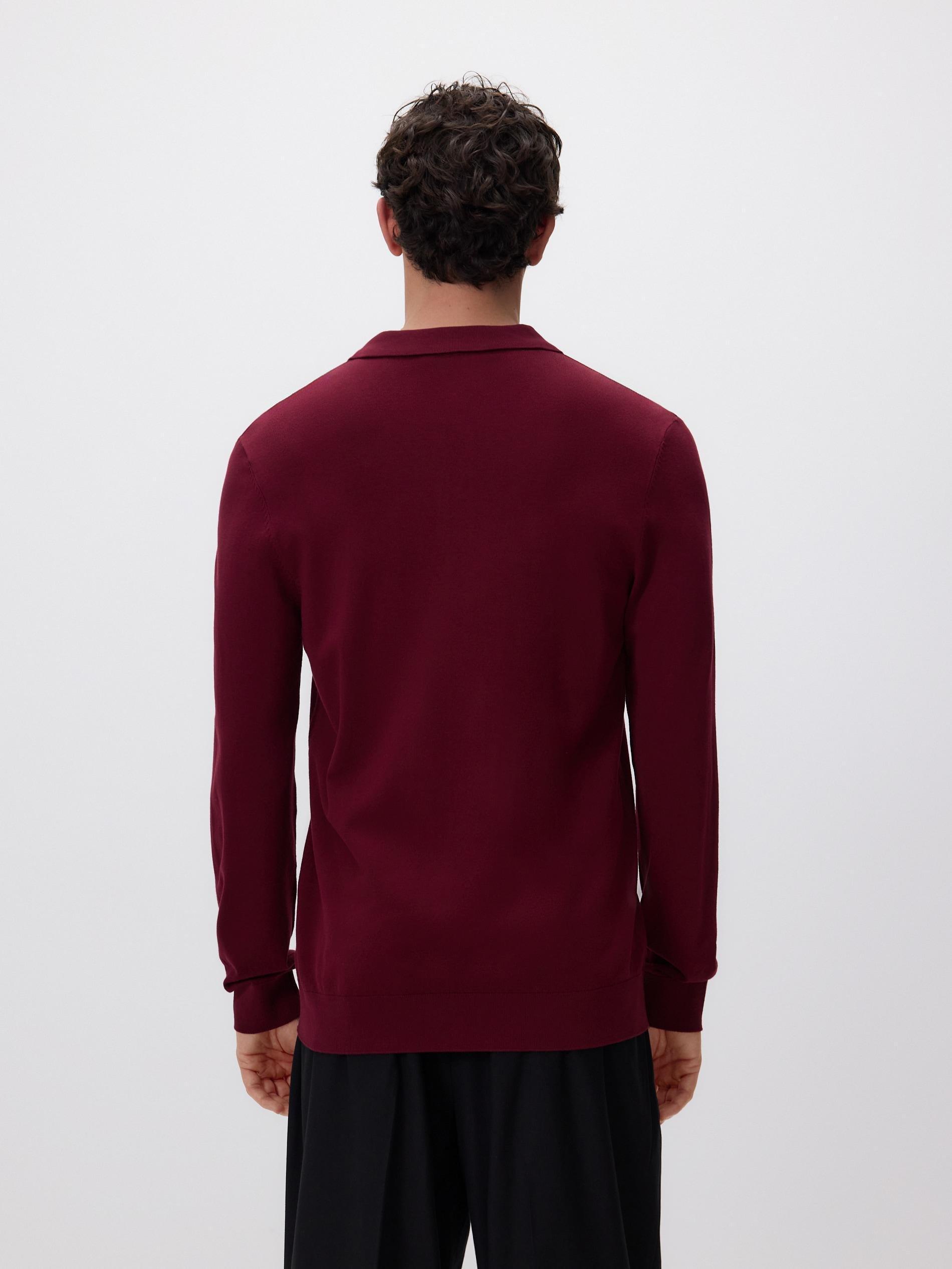 Burgundy Viscose Rich Polo Jumper, Burgundy, large image number 3