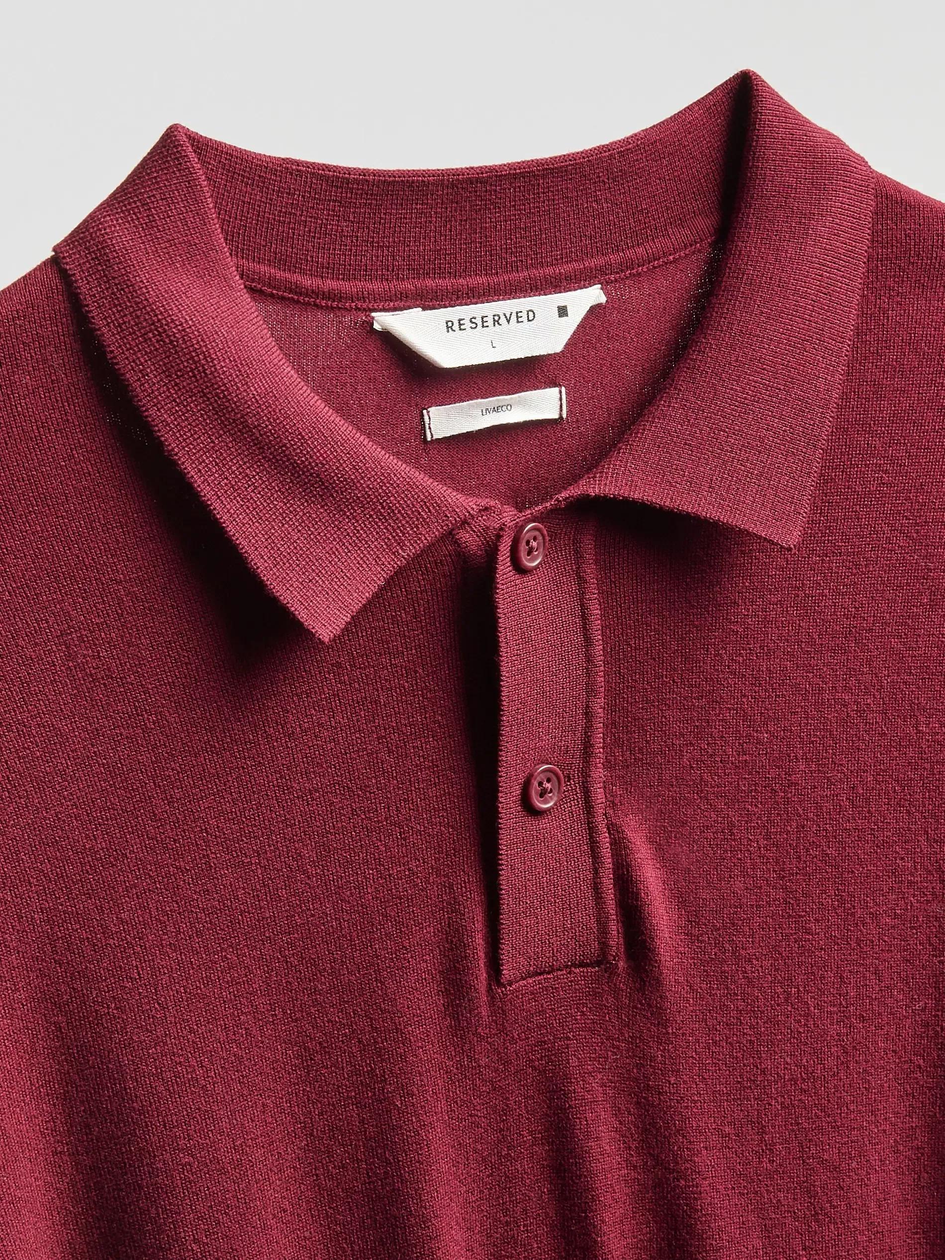 Burgundy Viscose Rich Polo Jumper, Burgundy, large image number 5
