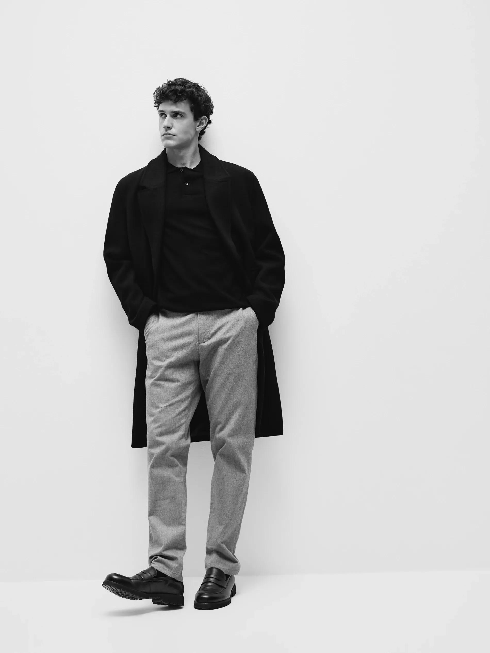 Black Viscose Rich Polo Jumper, Black, large image number 1