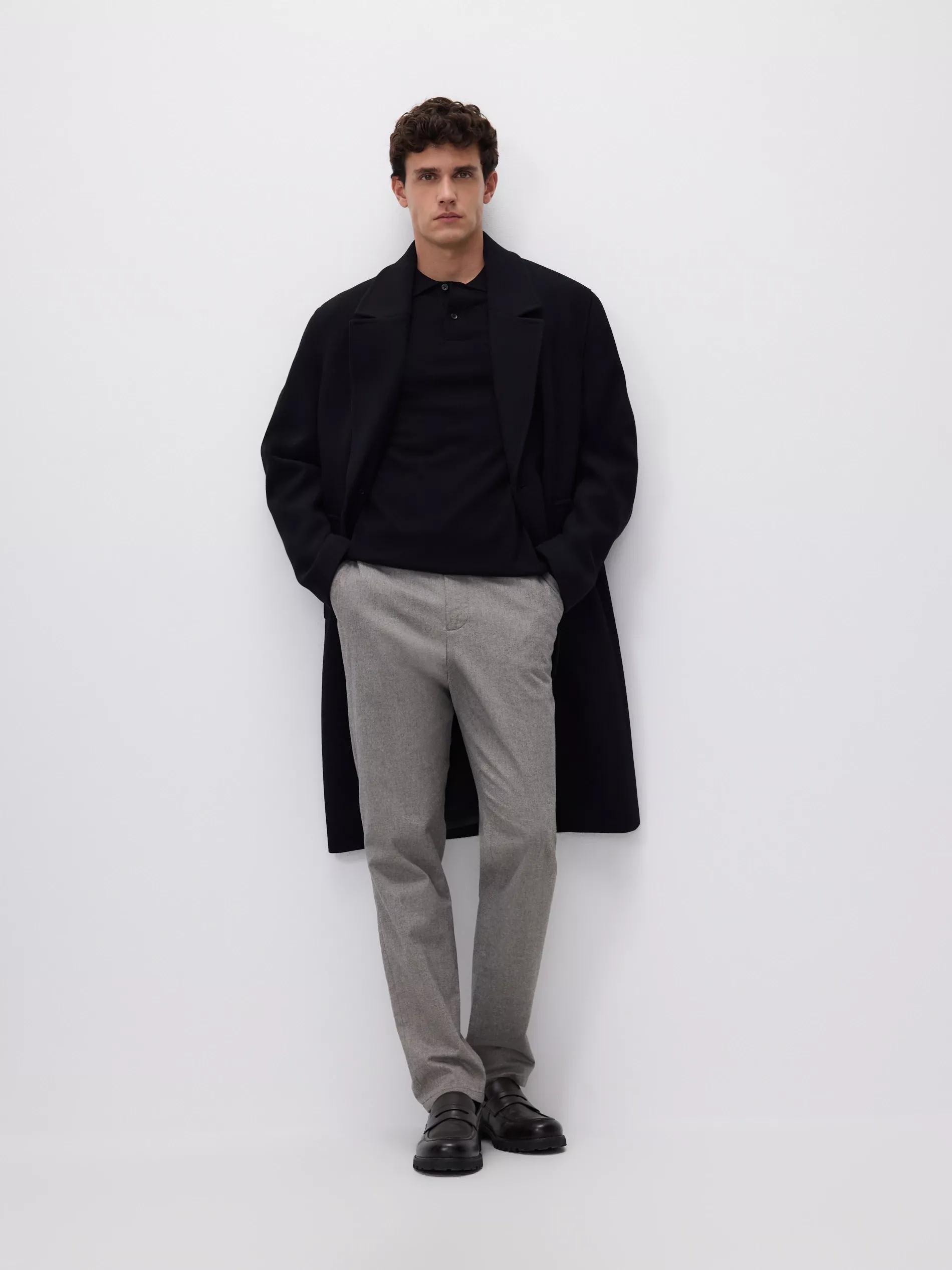 Black Viscose Rich Polo Jumper, Black, large image number 3