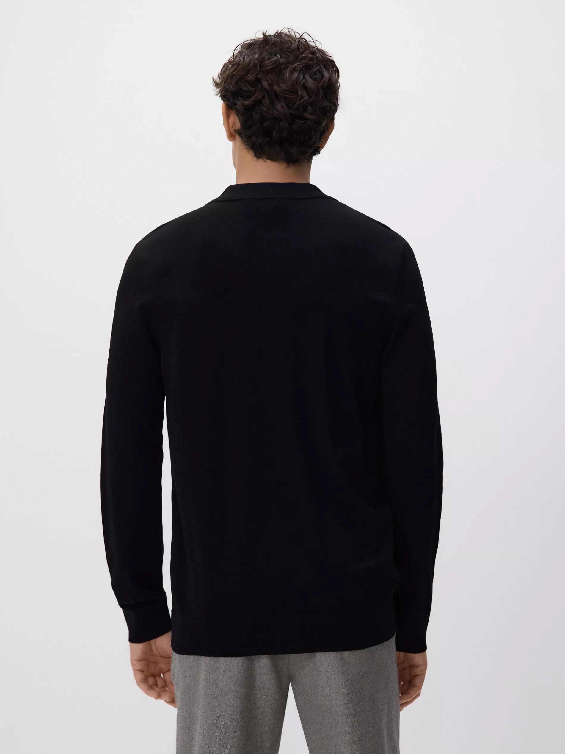 Black Viscose Rich Polo Jumper, Black, large image number 4
