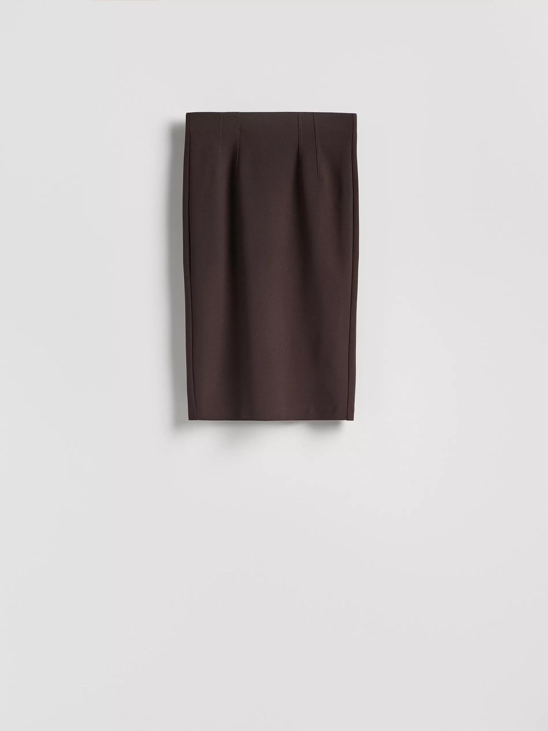 Brown Midi Skirt With Stitching, Brown, large image number 0