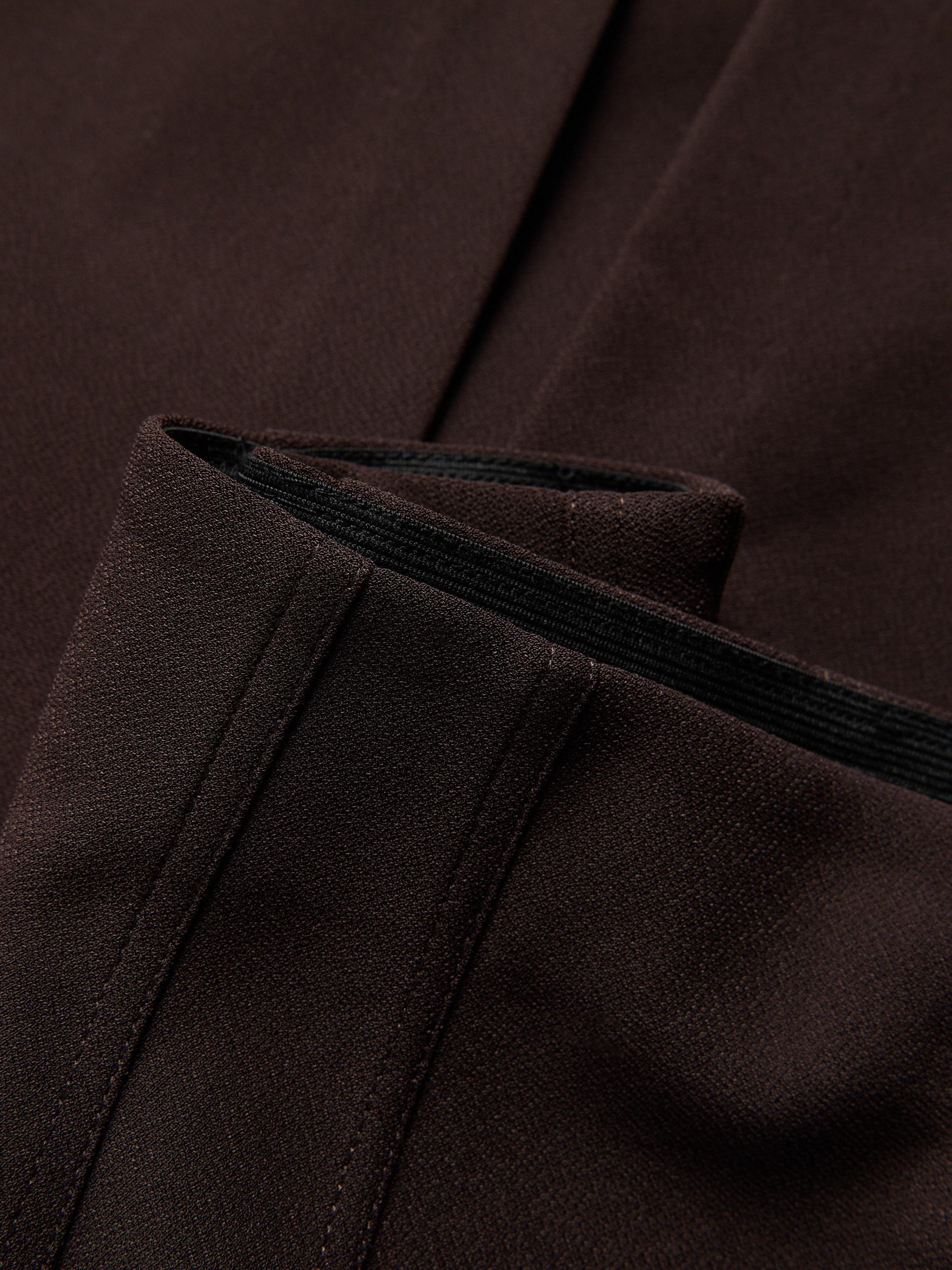 Brown Midi Skirt With Stitching, Brown, large image number 1