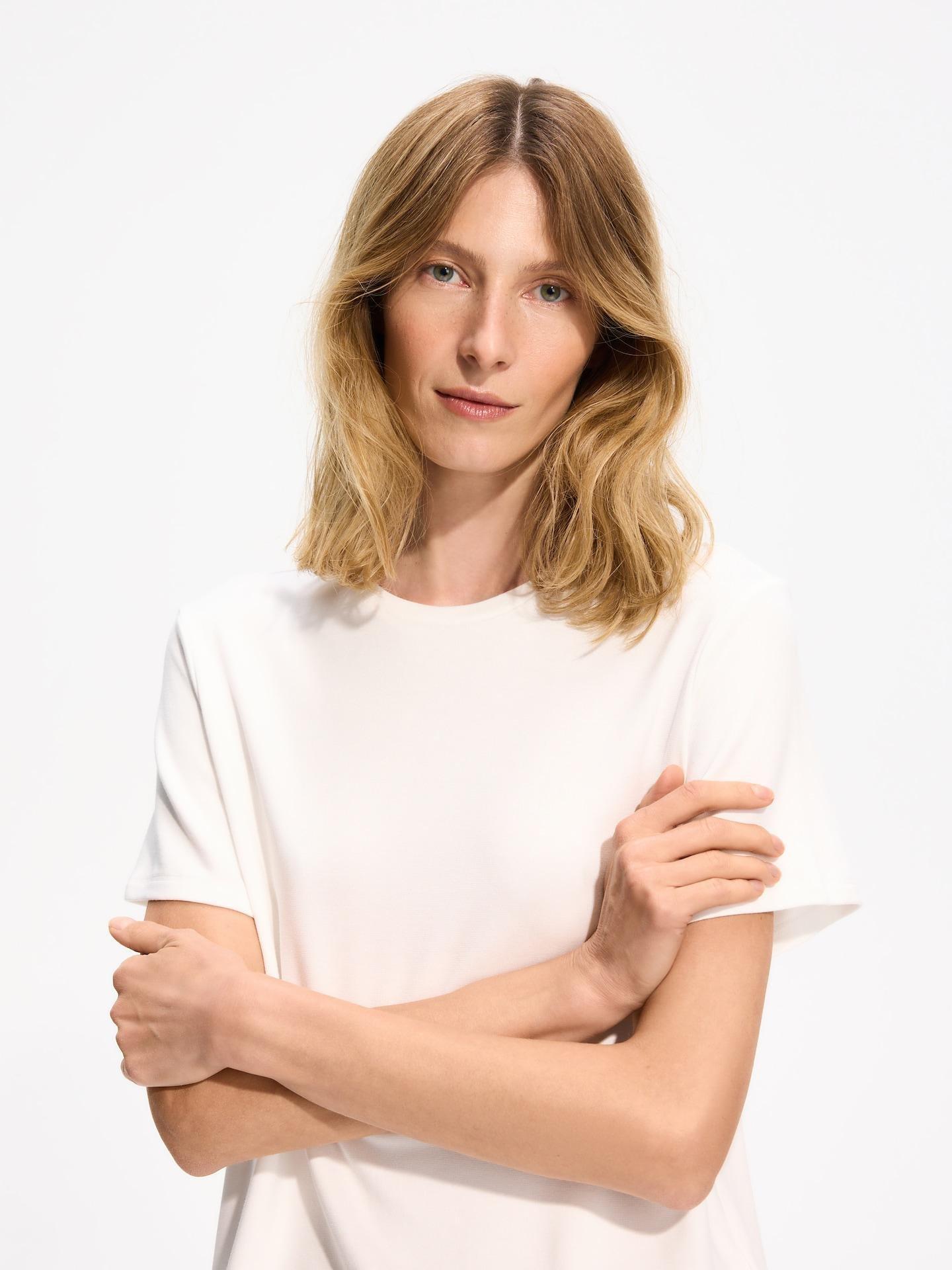 White T-Shirt With Viscose Blend, White, large image number 0
