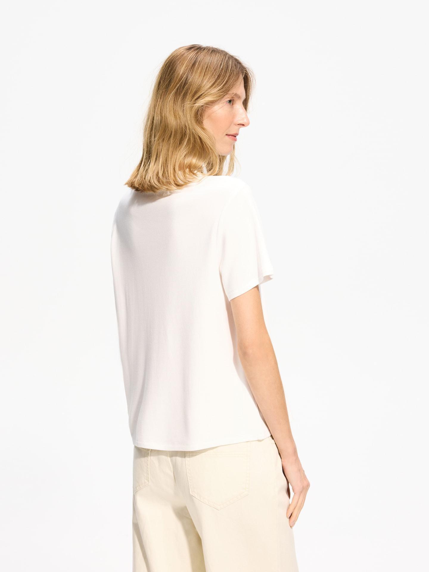 White T-Shirt With Viscose Blend, White, large image number 1