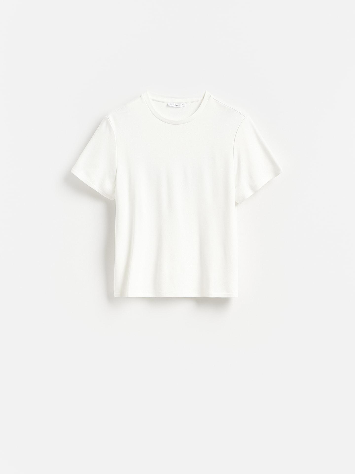 White T-Shirt With Viscose Blend, White, large image number 4