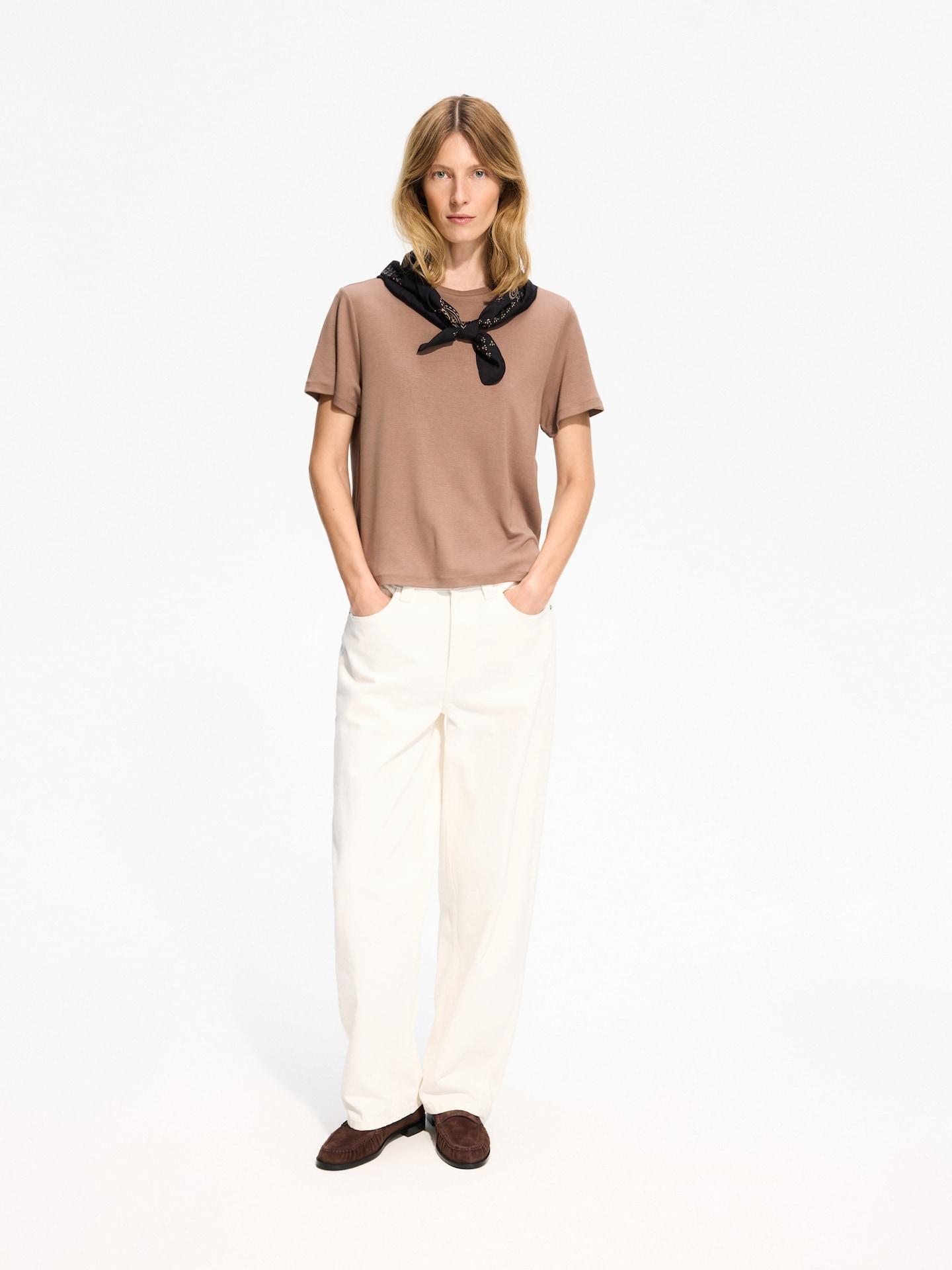 Brown T-Shirt With Viscose Blend, Brown, large image number 2