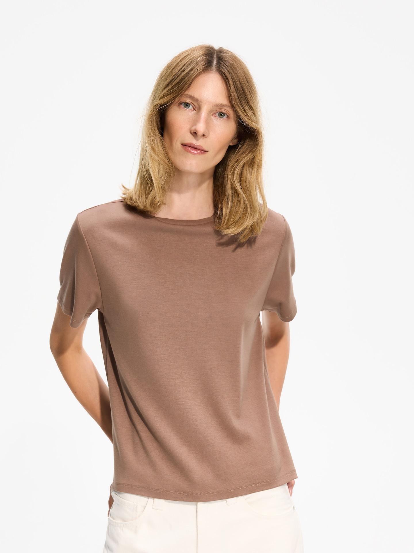 Brown T-Shirt With Viscose Blend, Brown, large image number 3