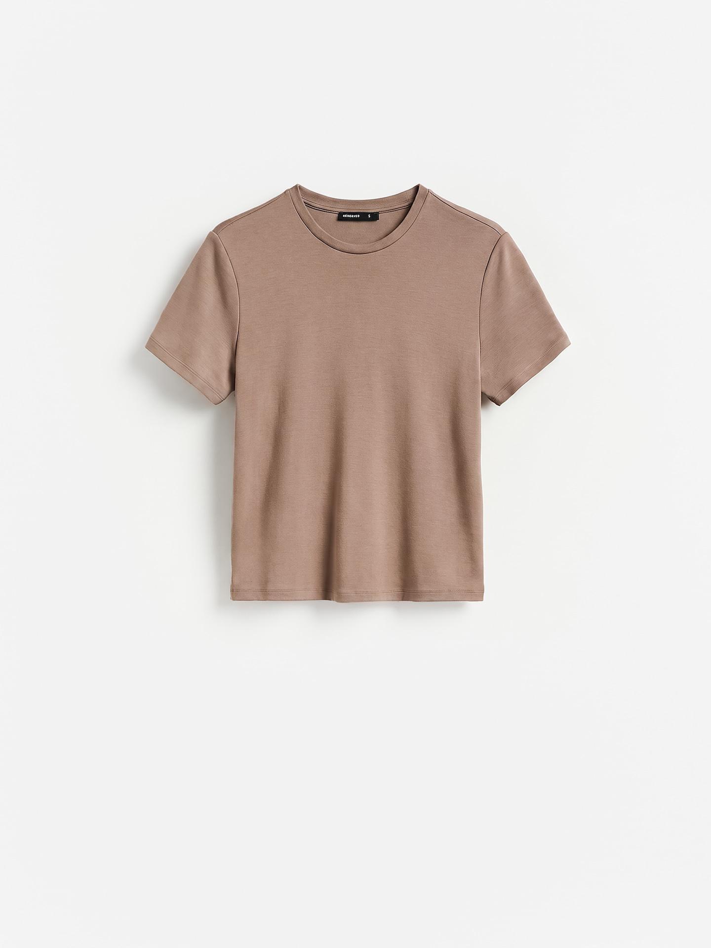 Brown T-Shirt With Viscose Blend, Brown, large image number 4