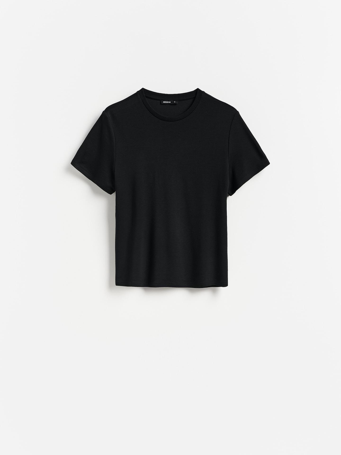 Black T-Shirt With Viscose Blend, Black, large image number 4