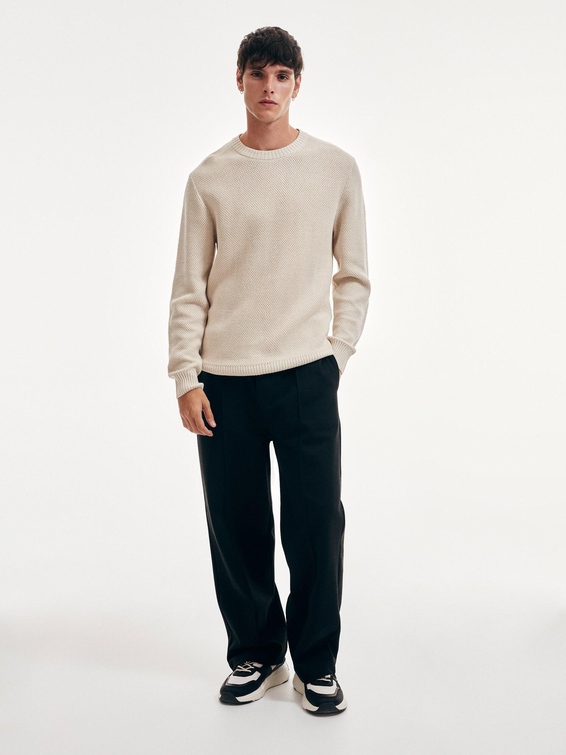Cream Round Neck Jumper, , large image number 1