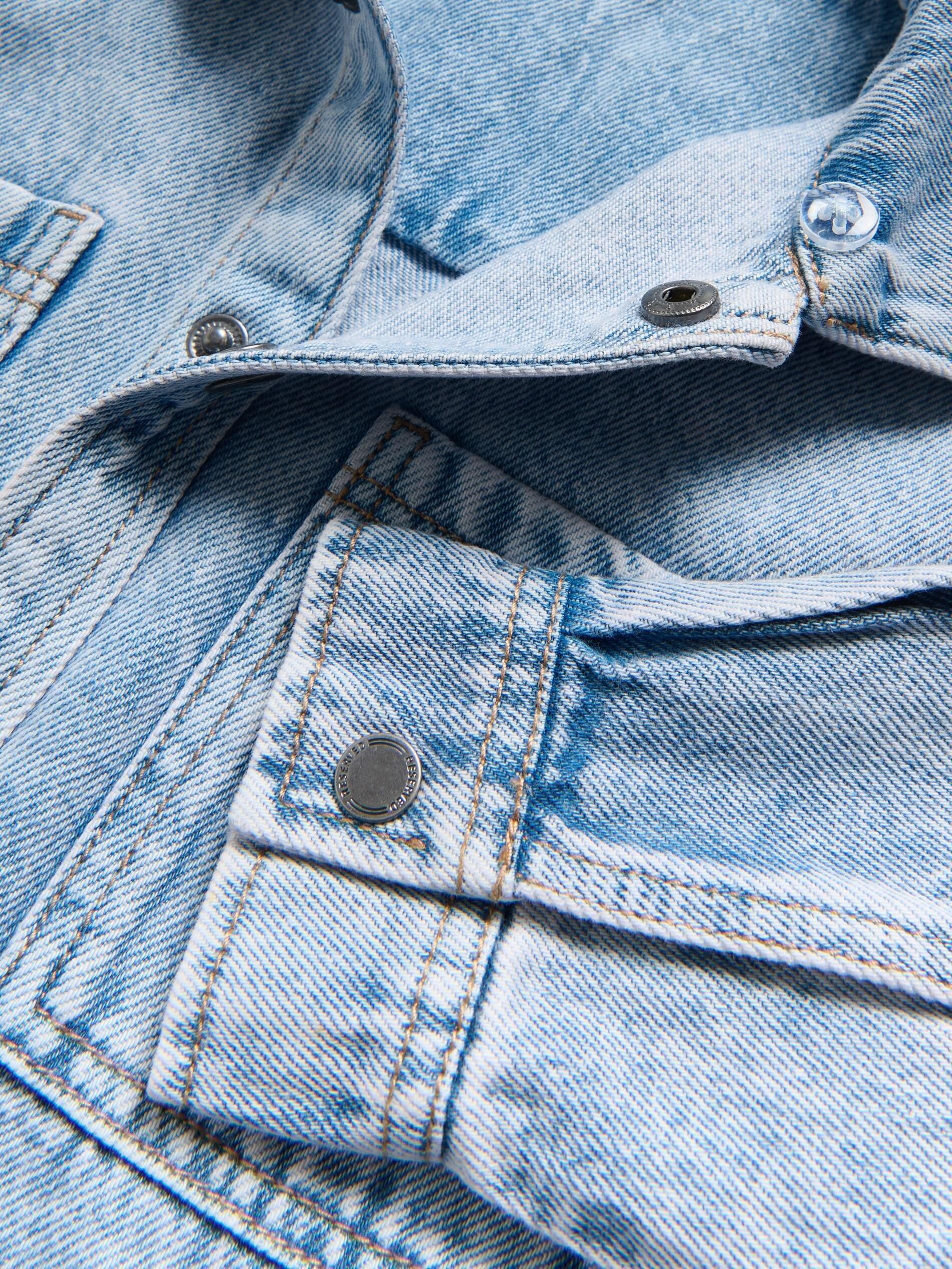 Blue Hooded Denim Shirt, Kids Boys, Blue, large image number 1