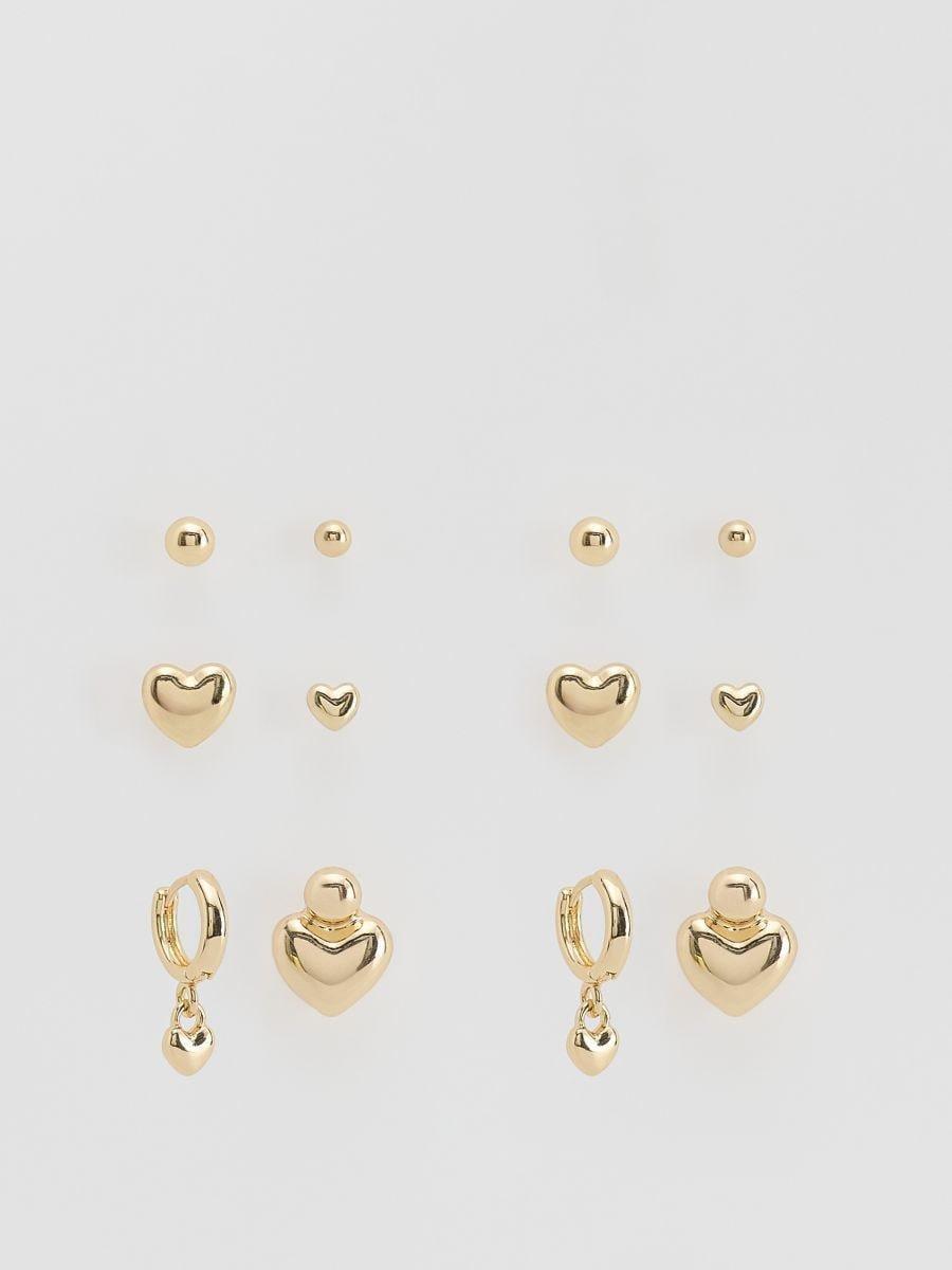 Gold Earrings Set, Golden, medium