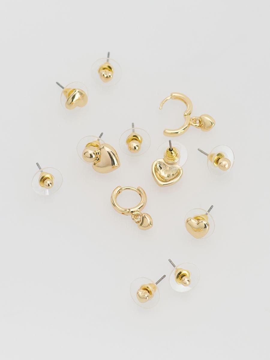 Gold Earrings Set, Golden, medium