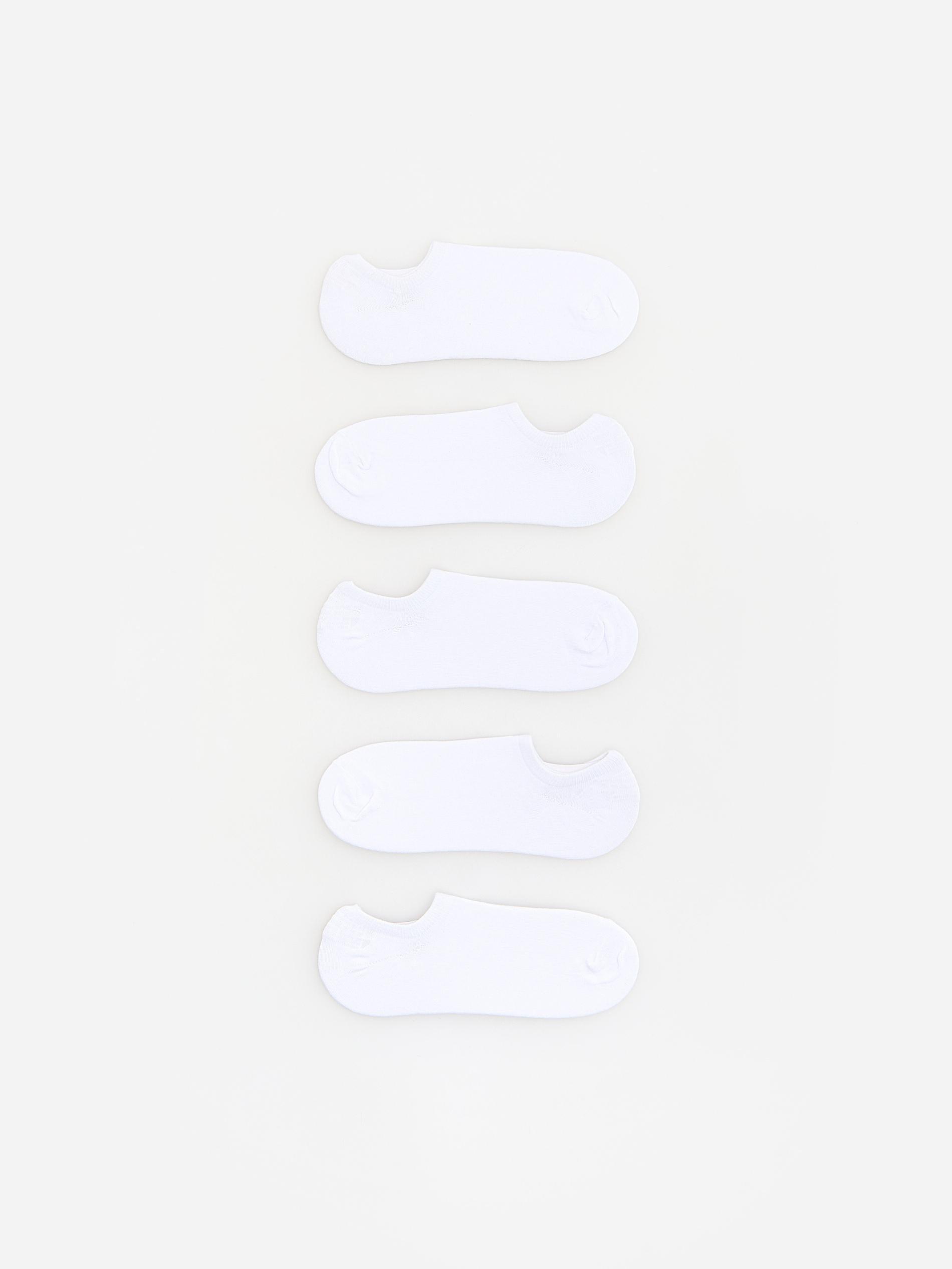 White 5 Pack Ankle Socks, White, medium