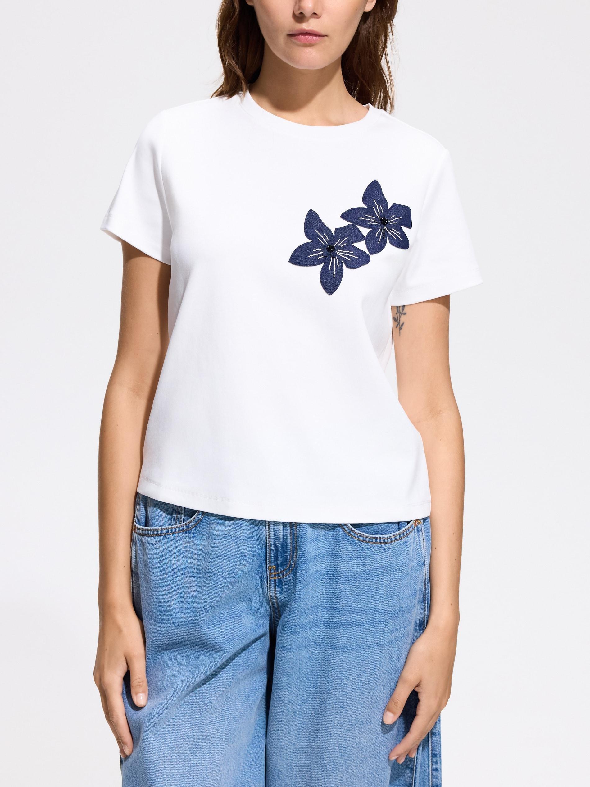 تيشيرت مع تطبيق أبيض, White, medium