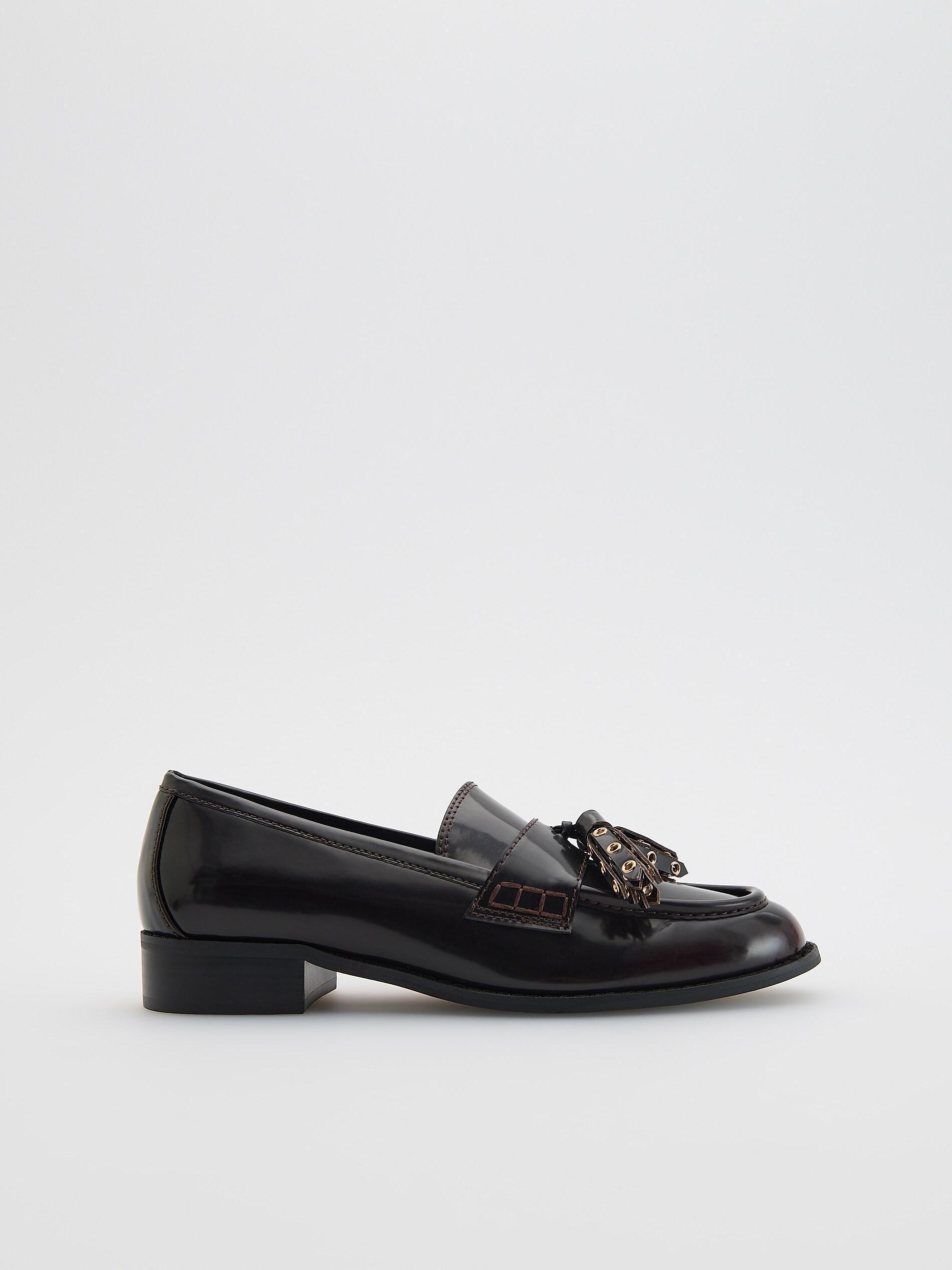 DARK BROWN Loafers with decorative details, Brown, medium