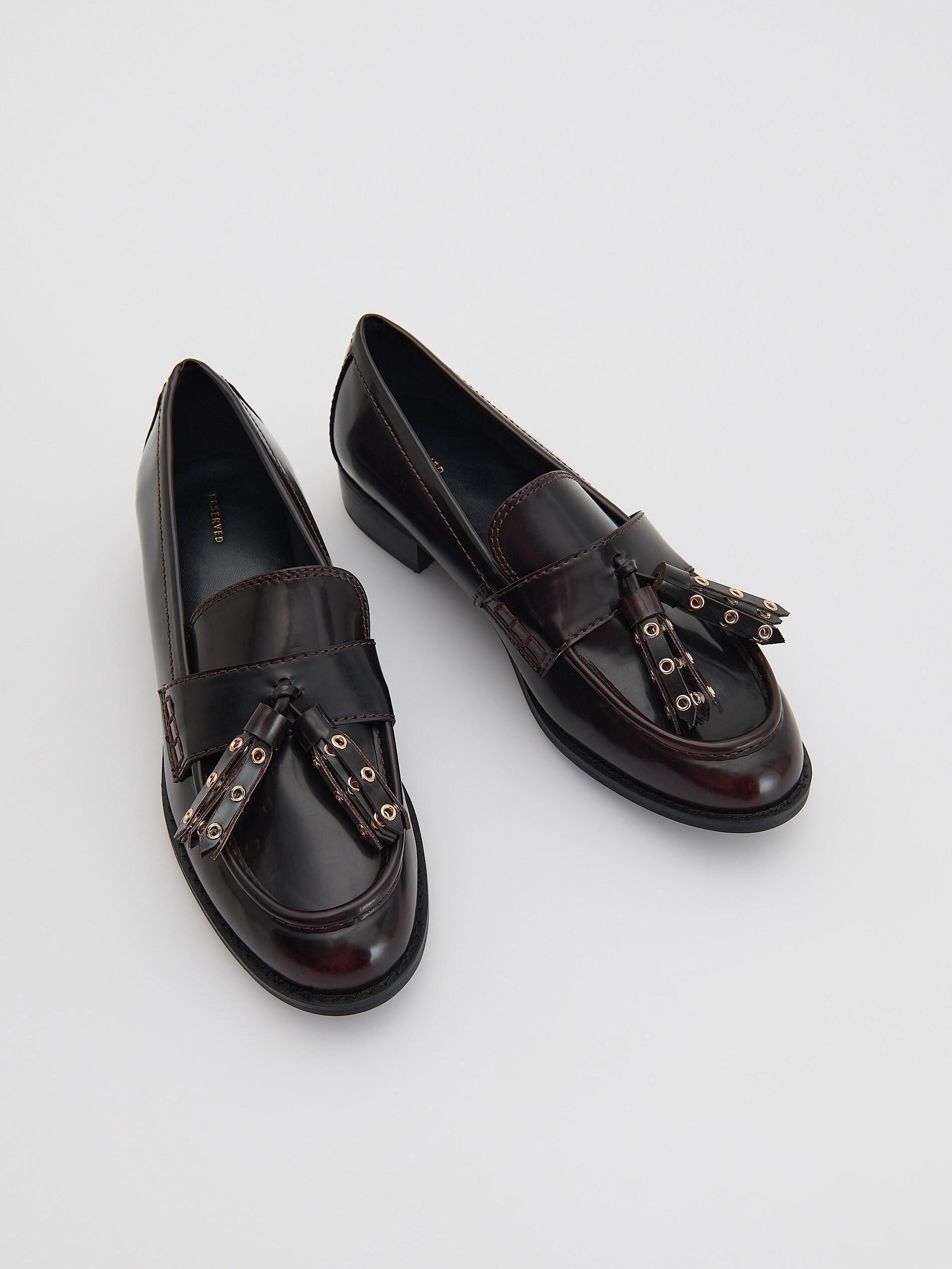 DARK BROWN Loafers with decorative details, Brown, medium