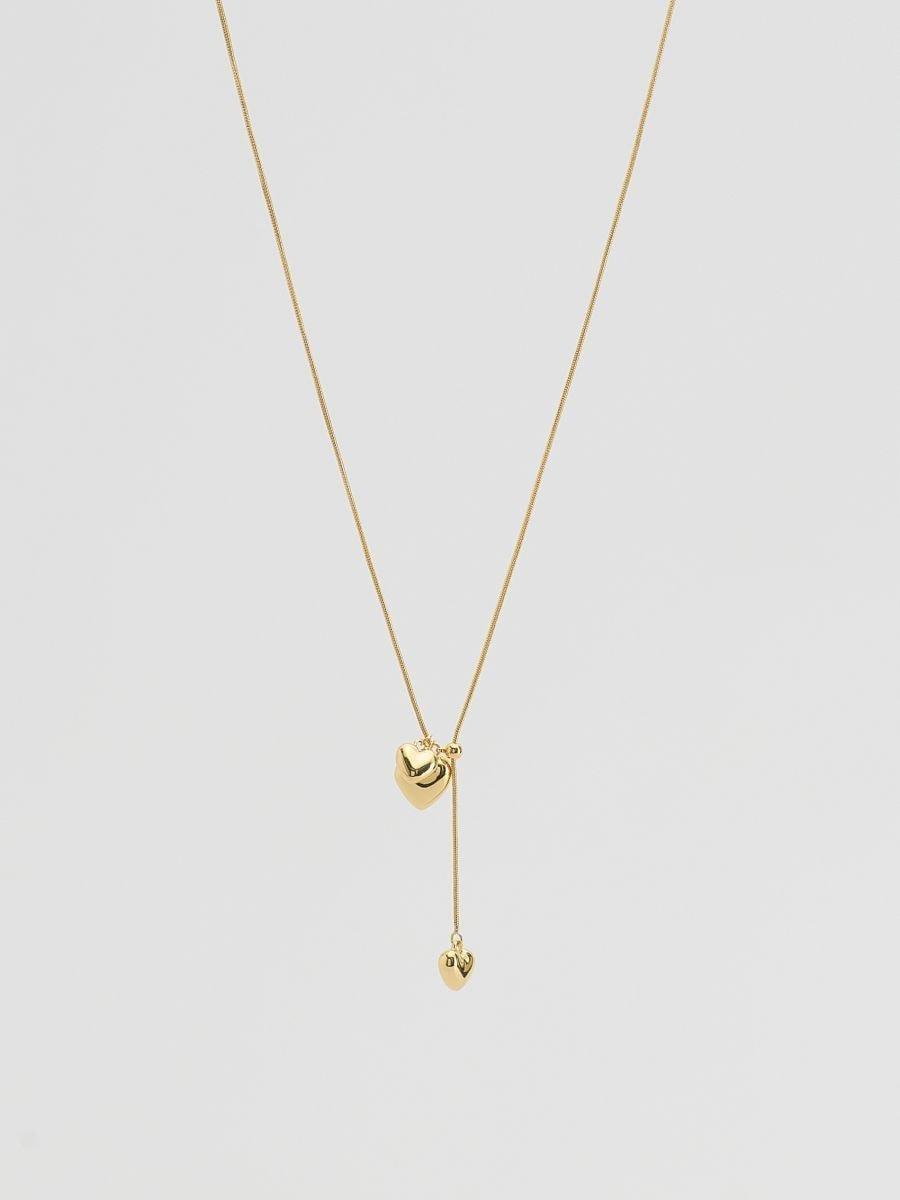 Gold Necklace With Heart-Shaped Pendants, Golden, large image number 0