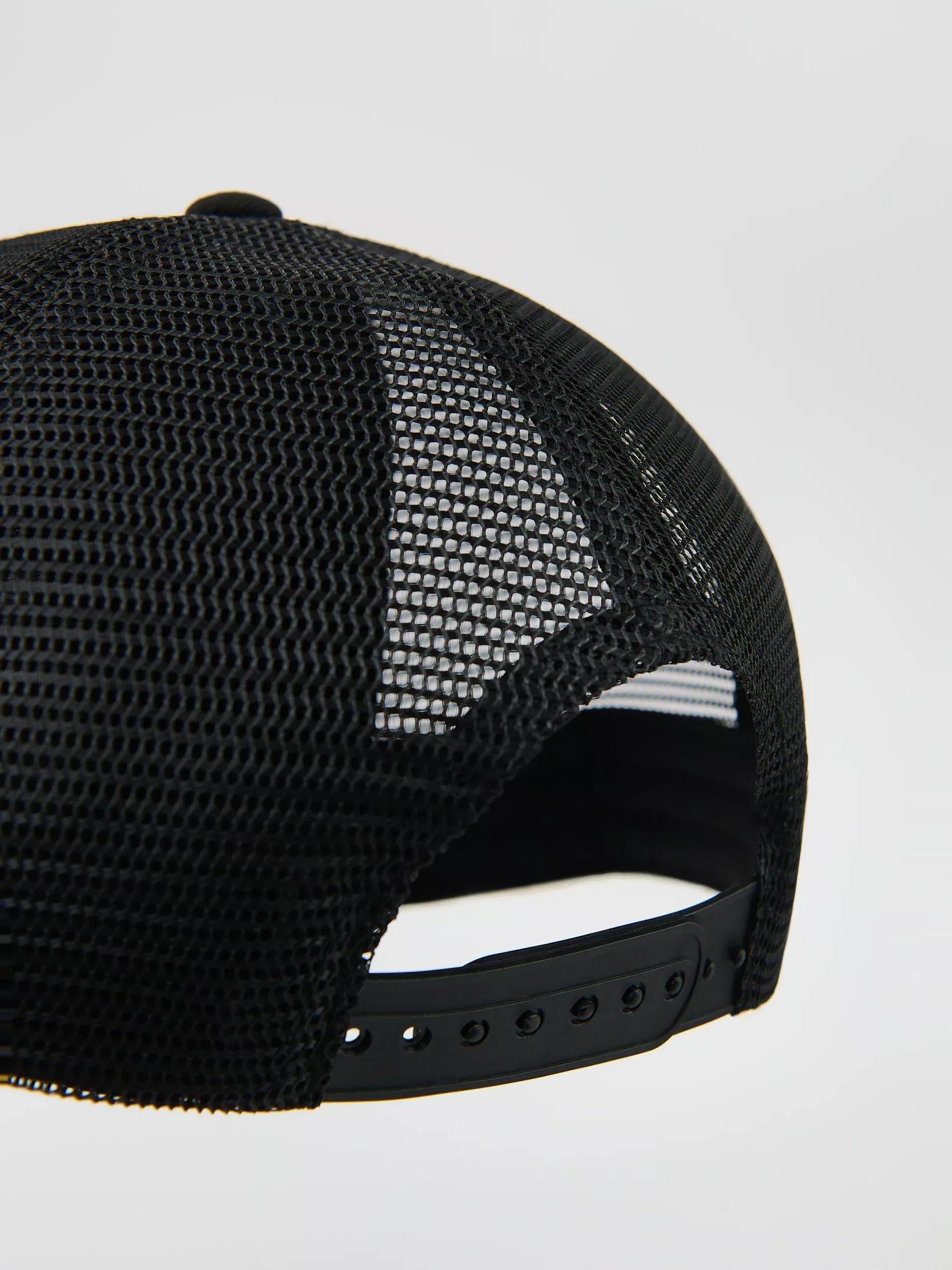 Black Trucker Cap With Embroidery, Black, large image number 2