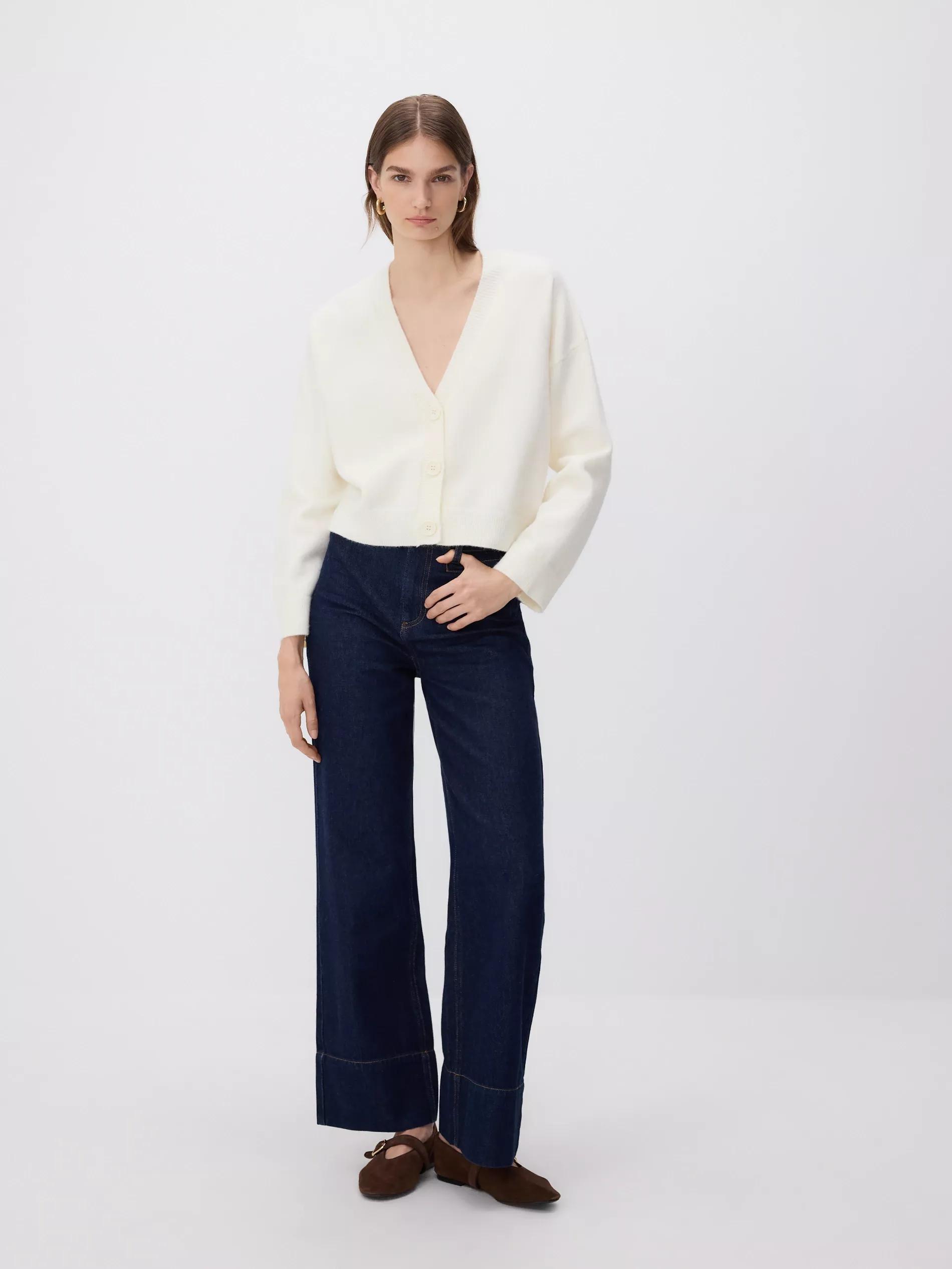 Nude Zipped Cardigan, Ivory, large image number 2