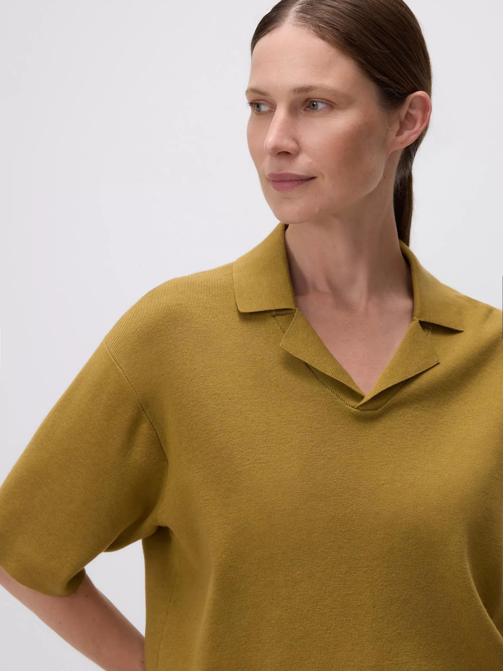 WARM OLIVE Blouse with collar, Brown, medium