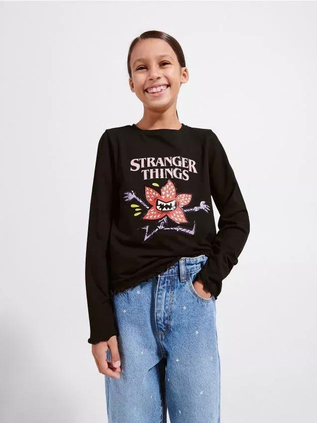 Black Stranger Things T-Shirt, Kids Girls, , large image number 0