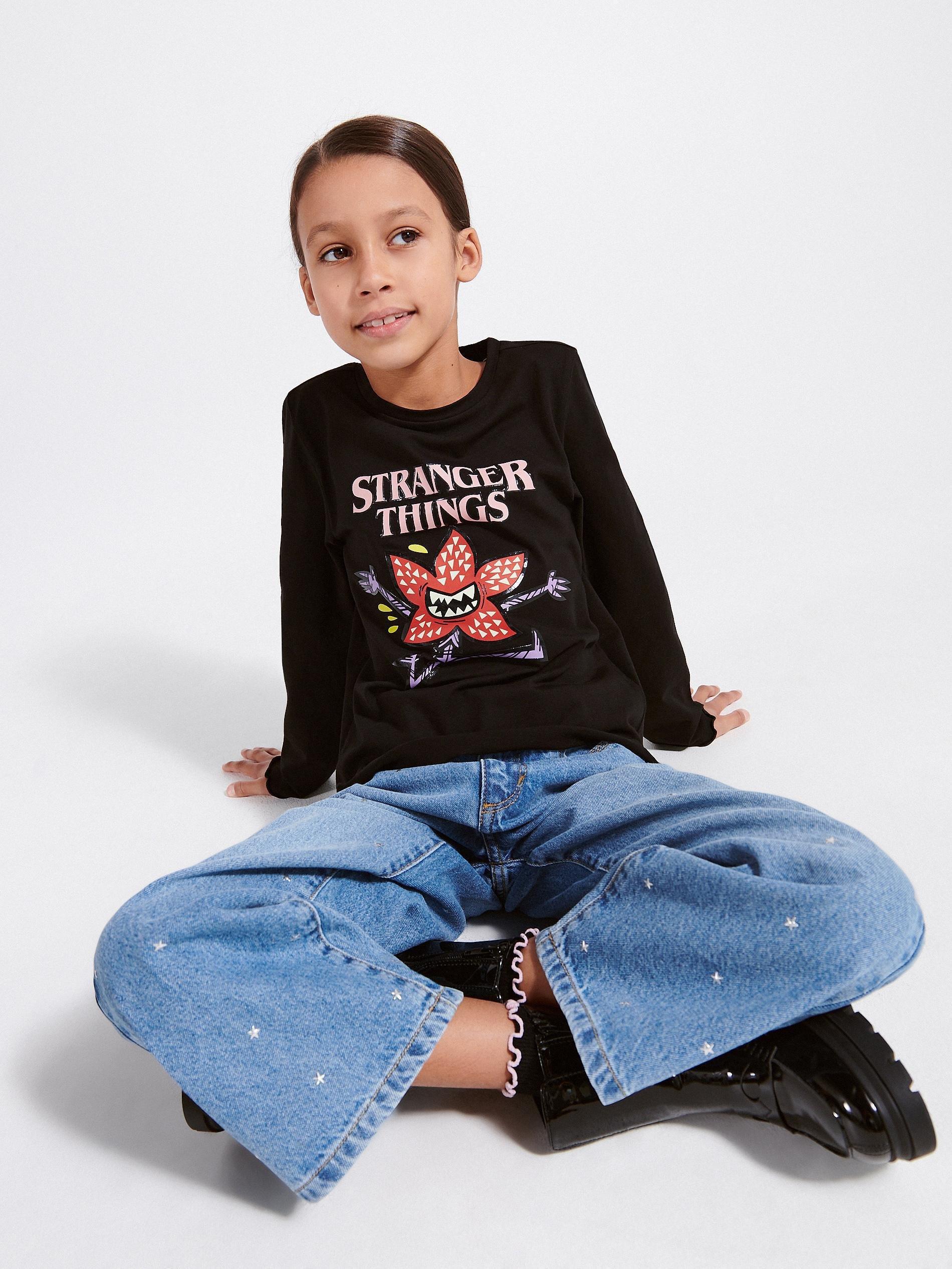 Black Stranger Things T-Shirt, Kids Girls, , large image number 5