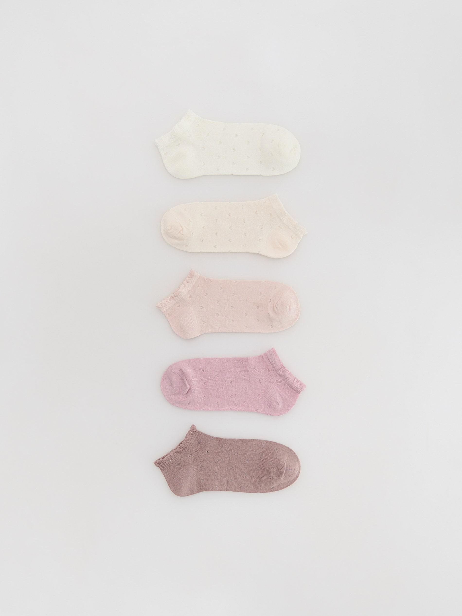 Cream Viscose Socks 5 Pack, Ivory, large image number 0