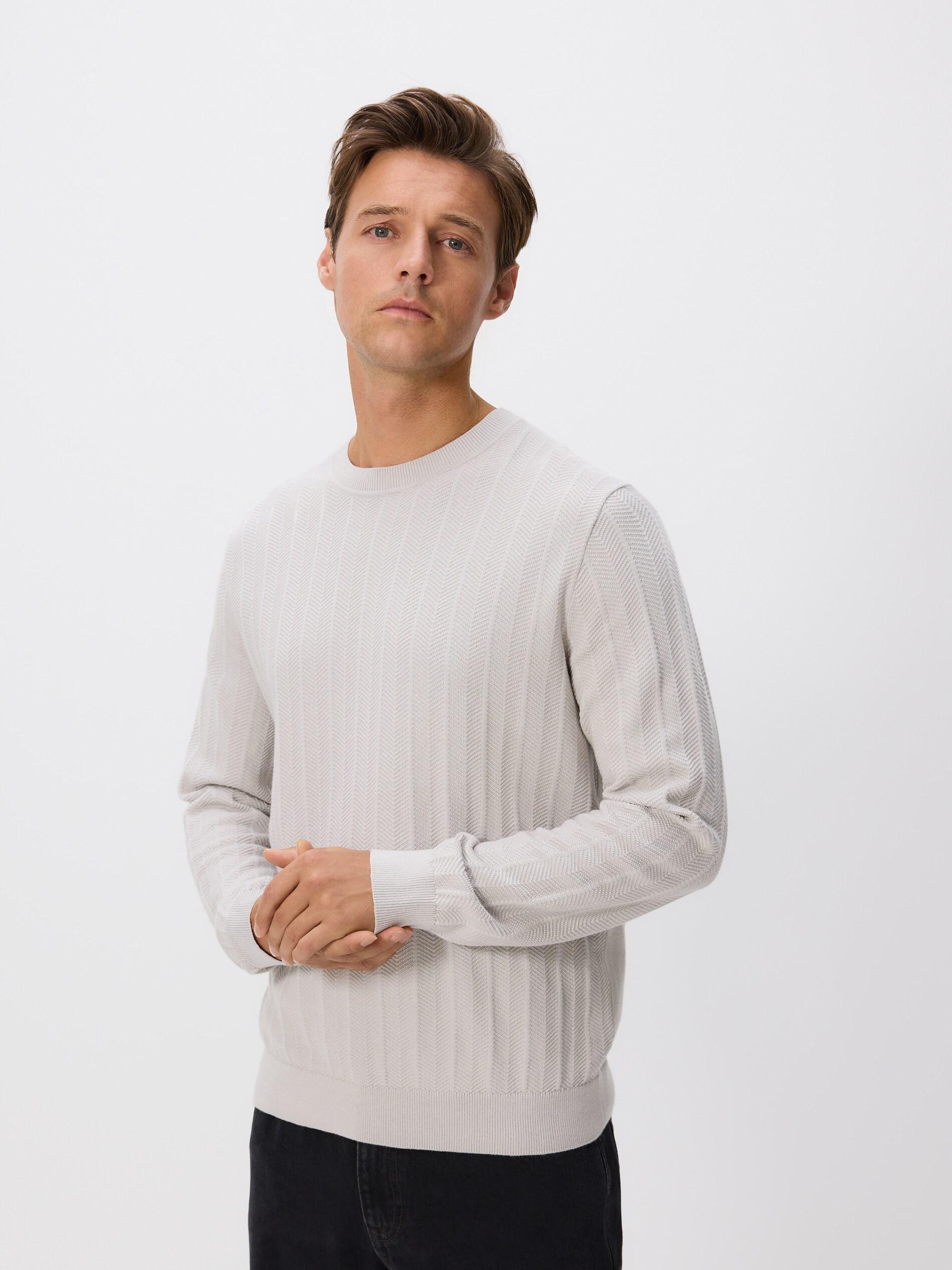 LIGHT GREY Structural cotton jumper, Light grey, medium