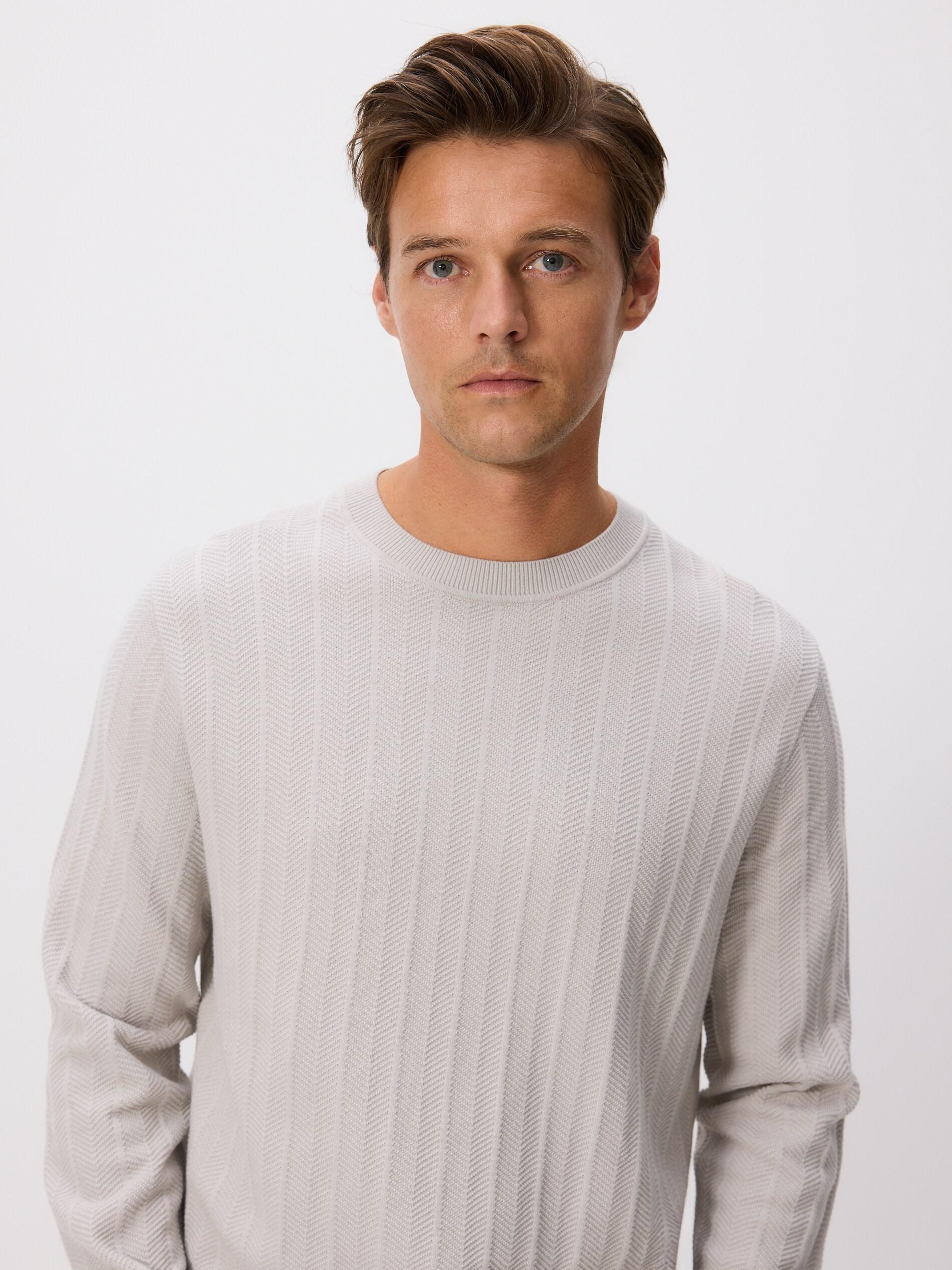 LIGHT GREY Structural cotton jumper, Light grey, large image number 3