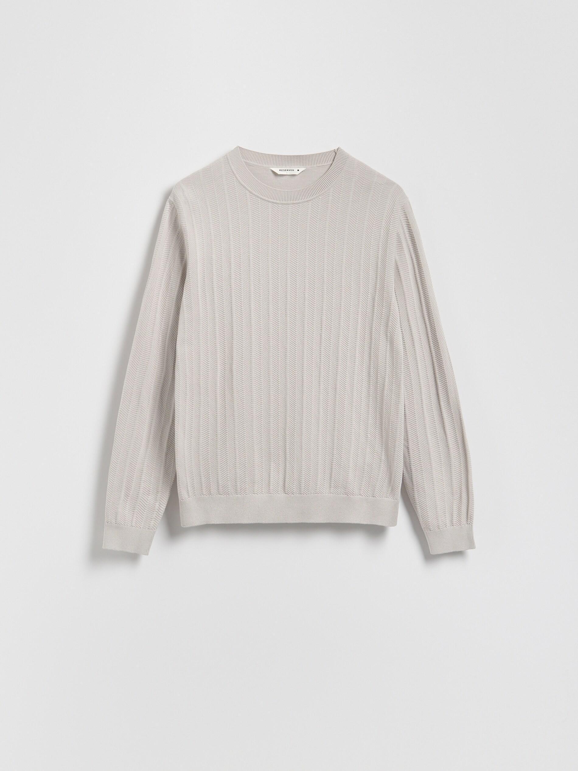 LIGHT GREY Structural cotton jumper, Light grey, large image number 5