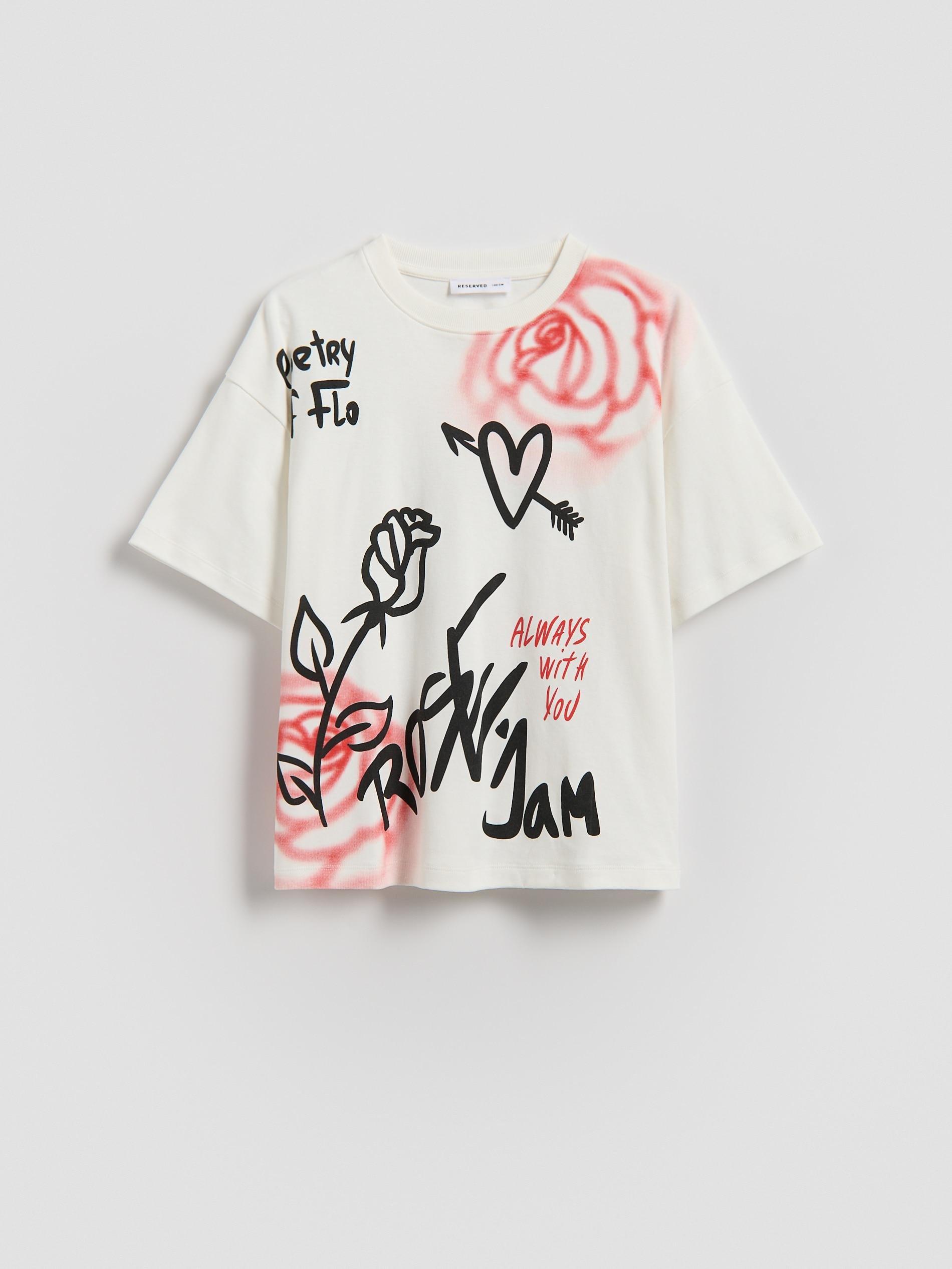 Cream T-Shirt With Print, Ivory, large image number 0