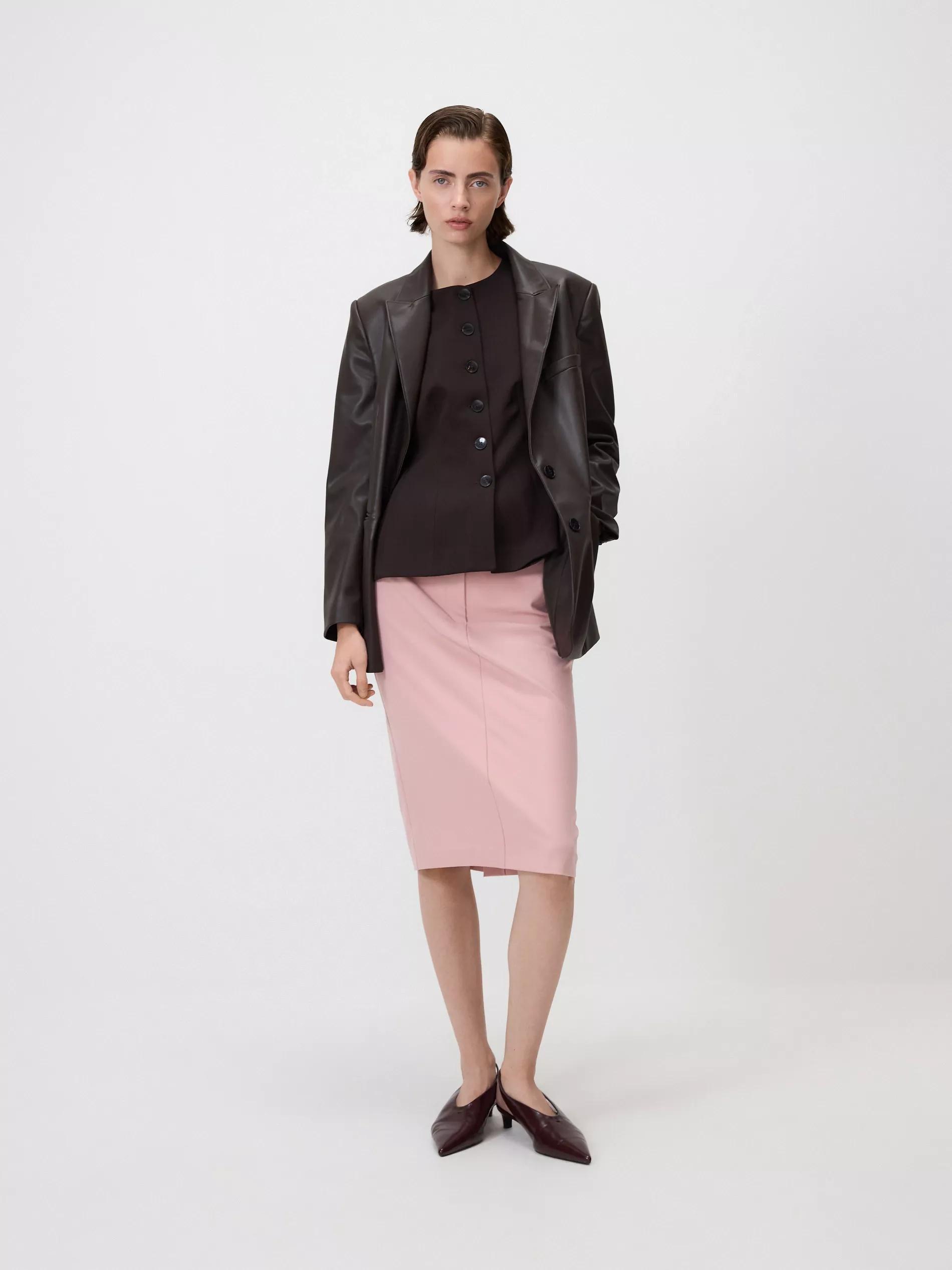 Pink Midi Skirt With Belt, Pink, medium