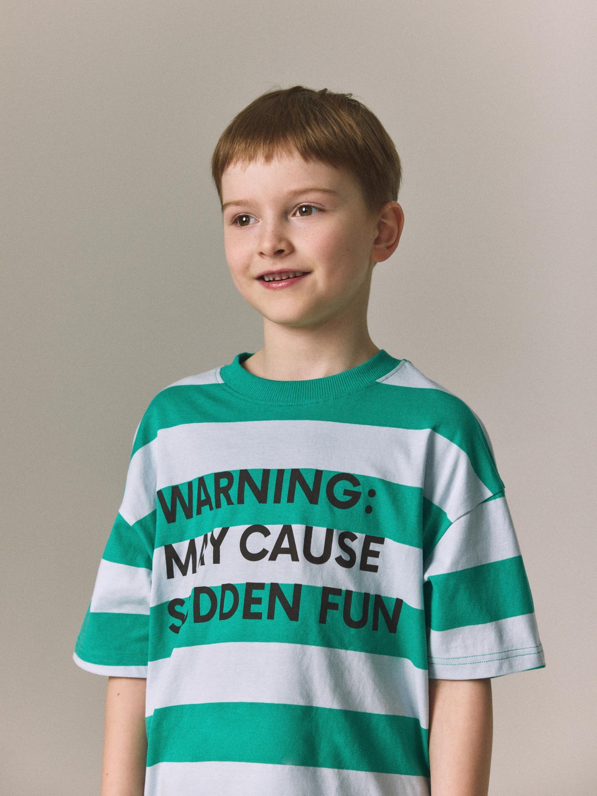 Blue Stripe Cotton T-Shirt, Blue, large image number 0
