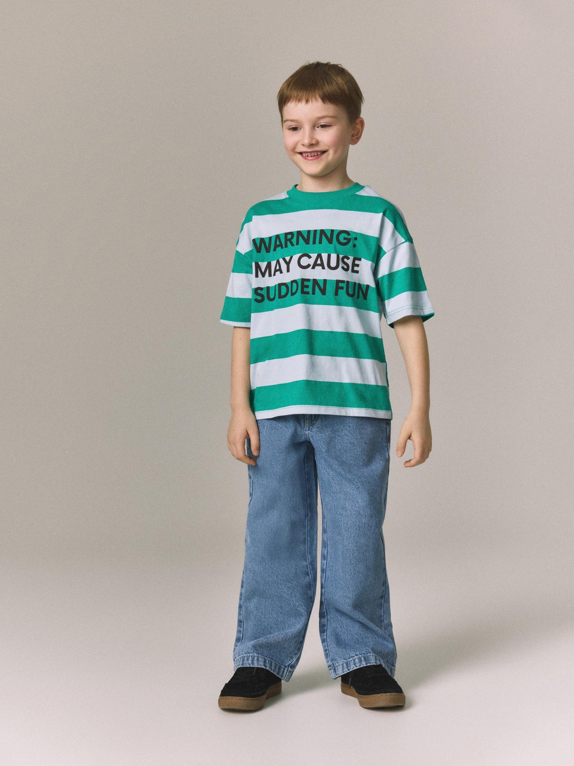 Blue Stripe Cotton T-Shirt, Blue, large image number 3