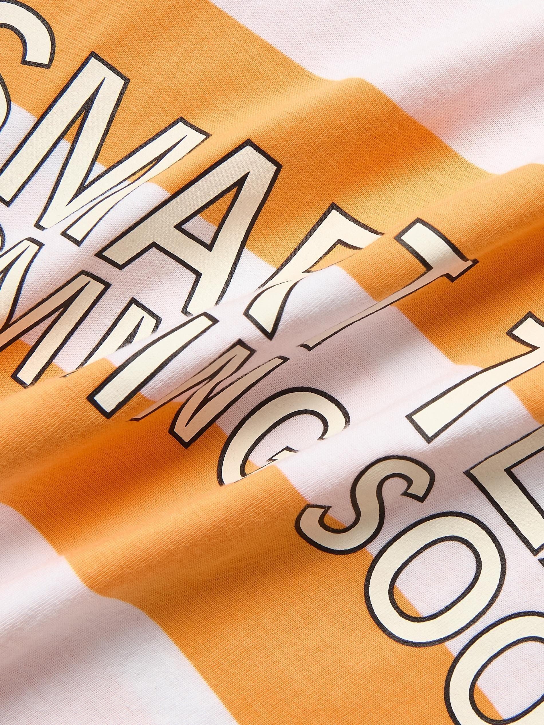 Orange Stripe Cotton T-Shirt, Orange, large image number 1