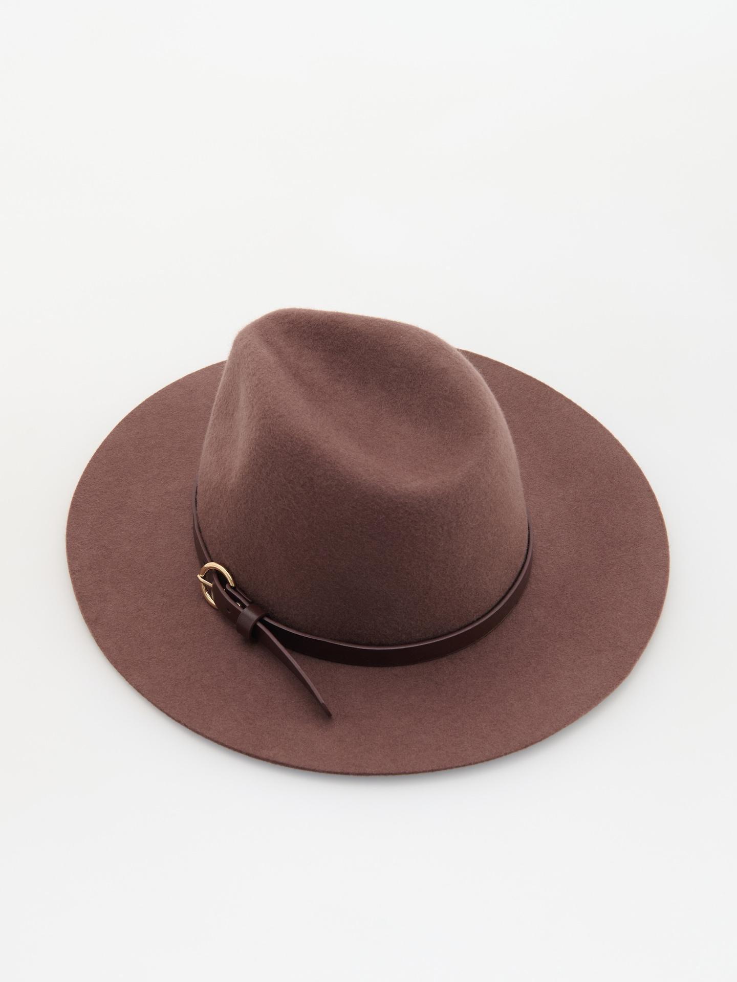 Brown Wool Hat, Brown, large image number 1