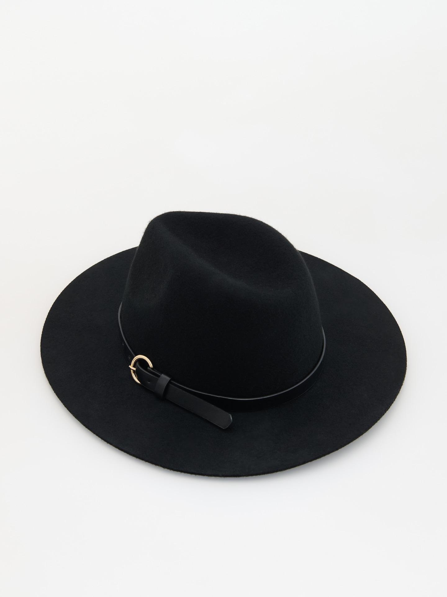 Black Wool Hat, Black, medium