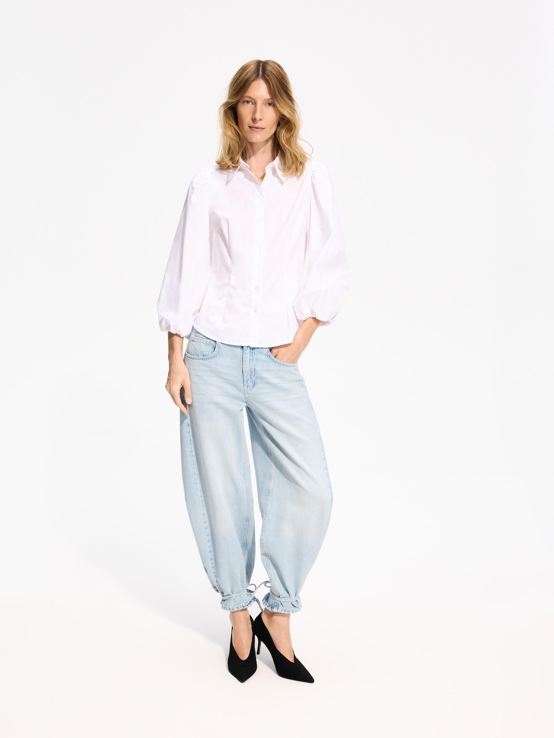 White Shirt With Puffy Sleeves, White, large image number 1