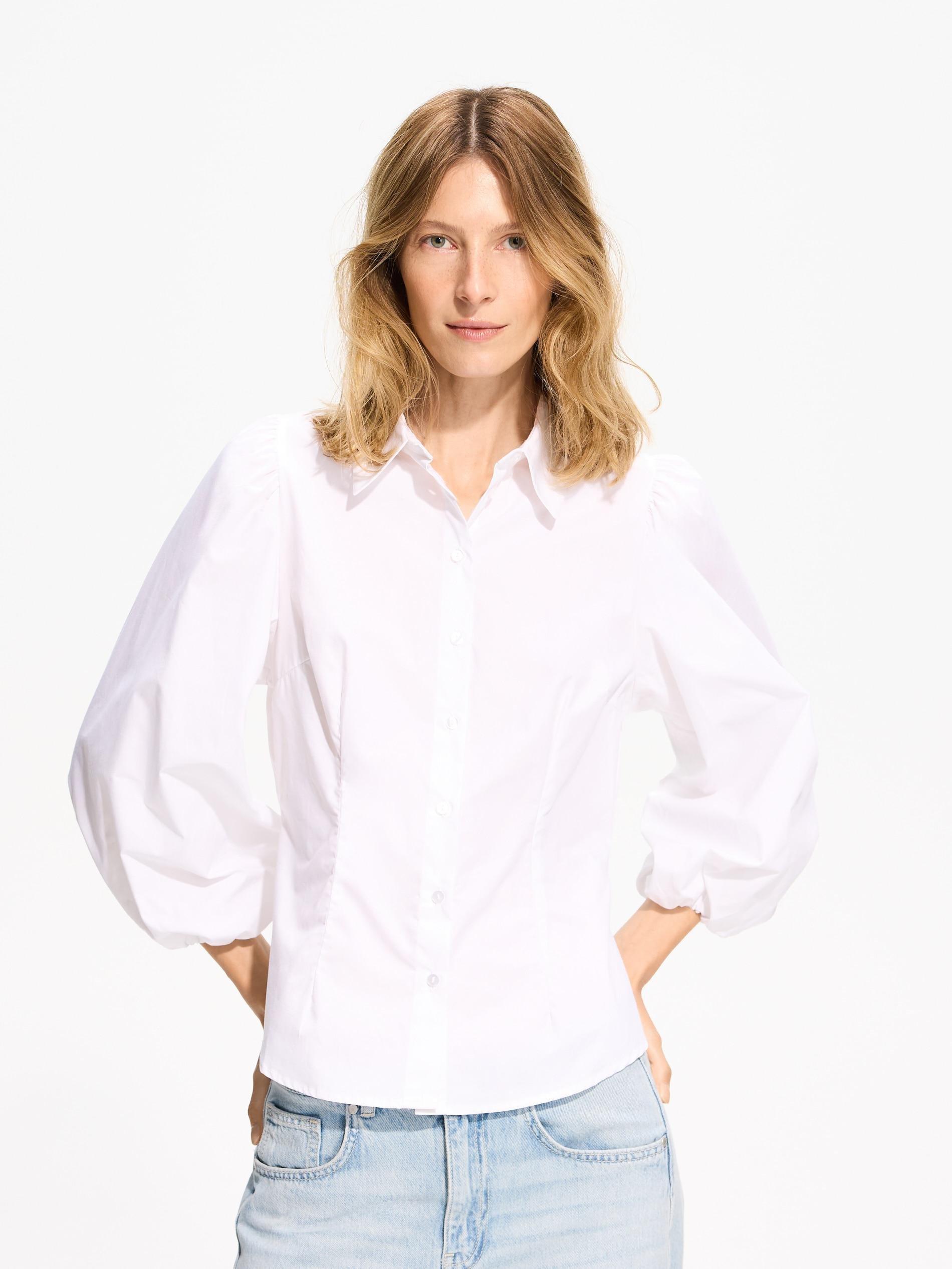 White Shirt With Puffy Sleeves, White, large image number 2