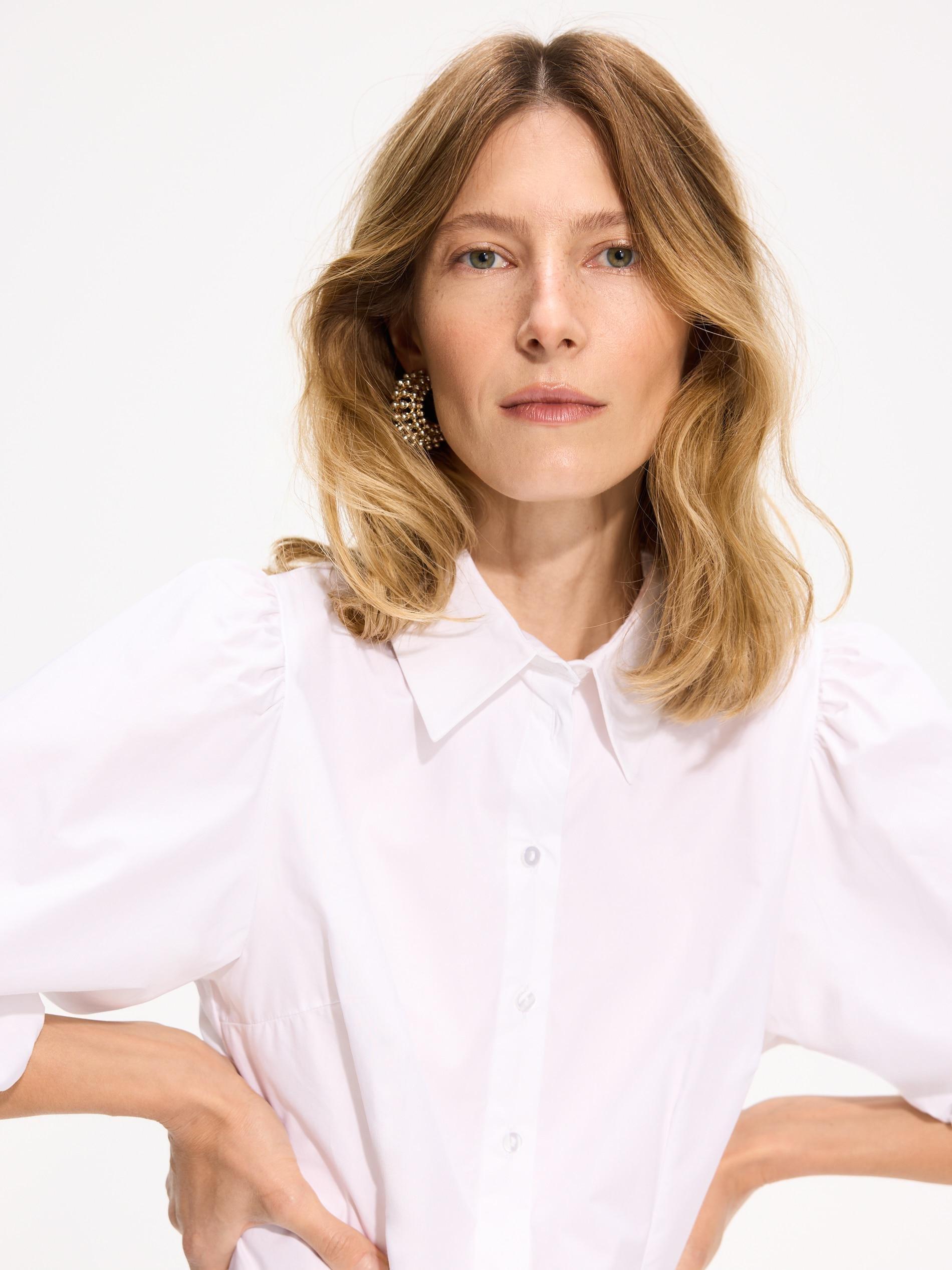 White Shirt With Puffy Sleeves, White, large image number 3