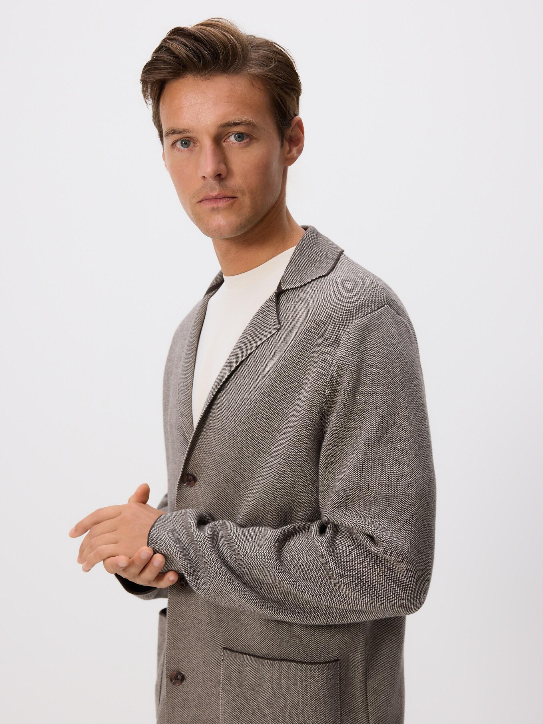 Brown Cardigan With Collar, Brown, large image number 3