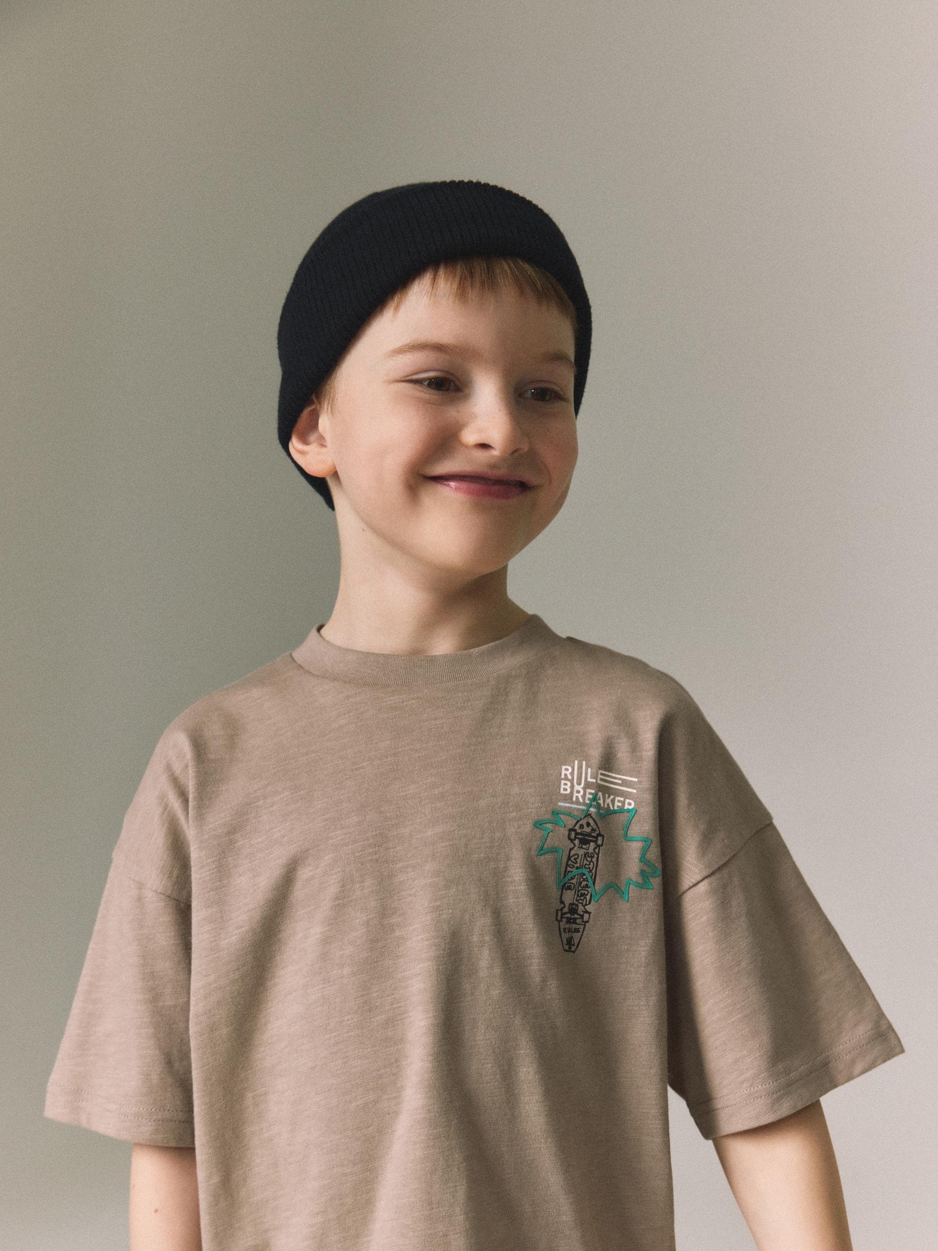 Brown Cotton T-Shirt, Brown, large image number 3