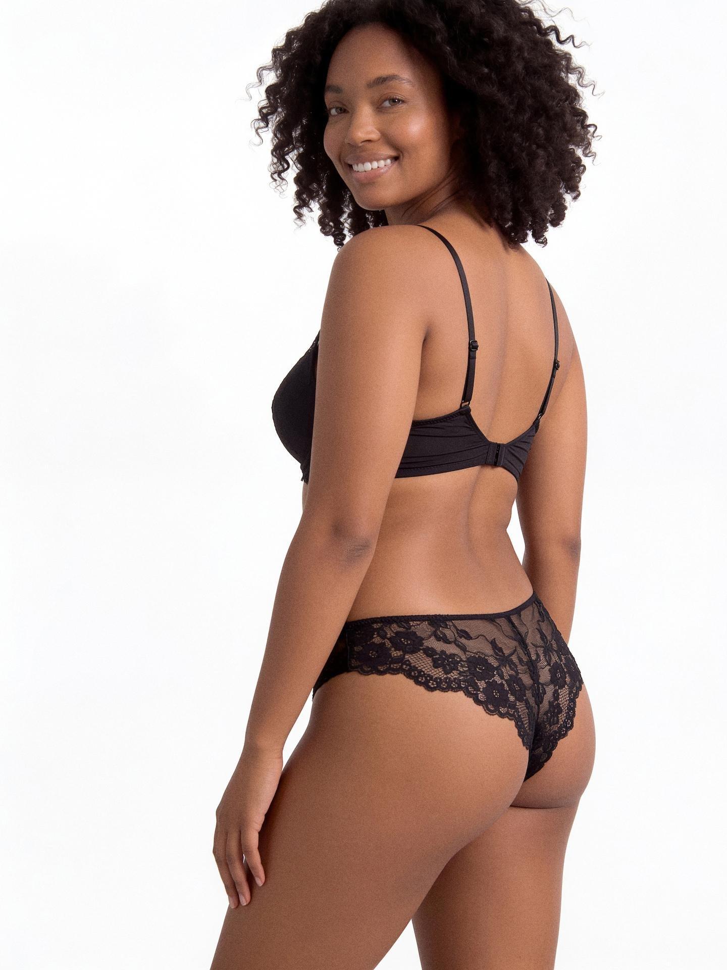 Black Lace Push Up Bra, Black, medium