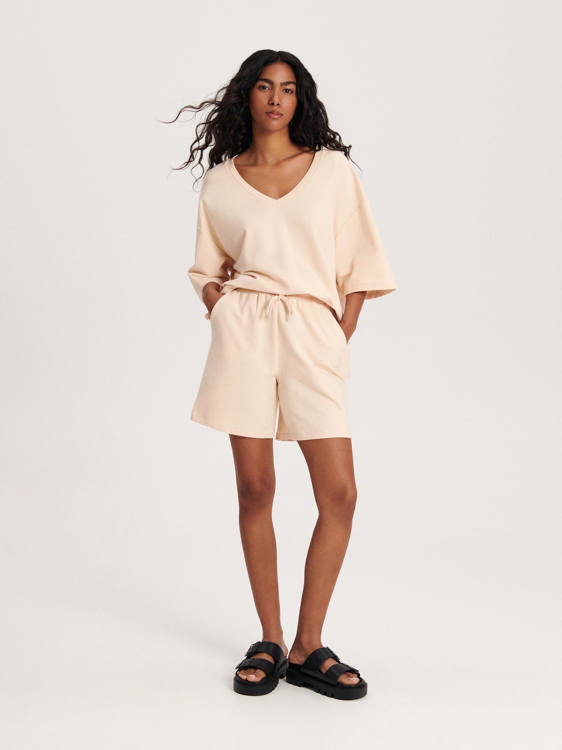 Beige Short tracksuit bottoms, , large image number 0
